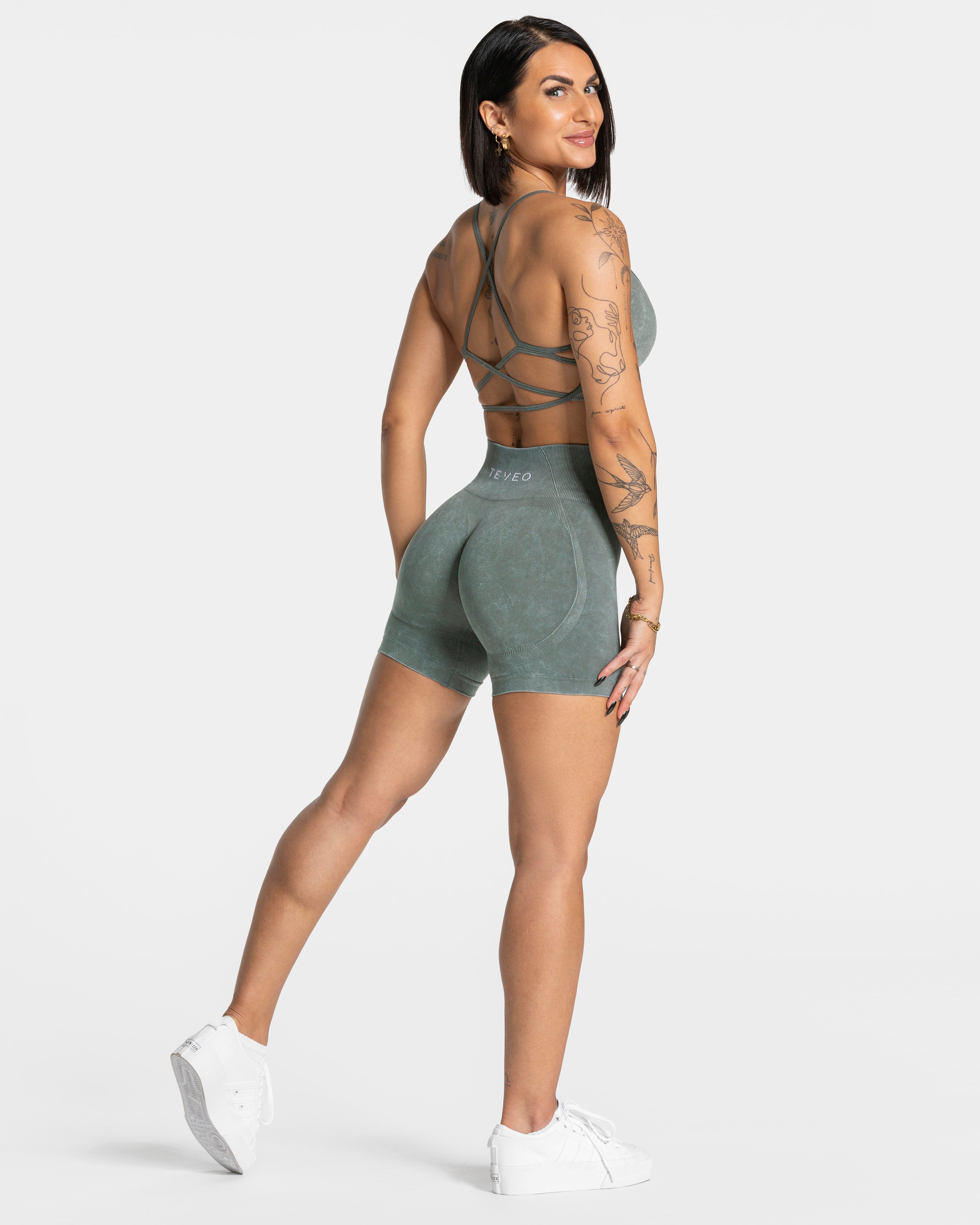 Acid Covert Scrunch Shorts  "Basil"