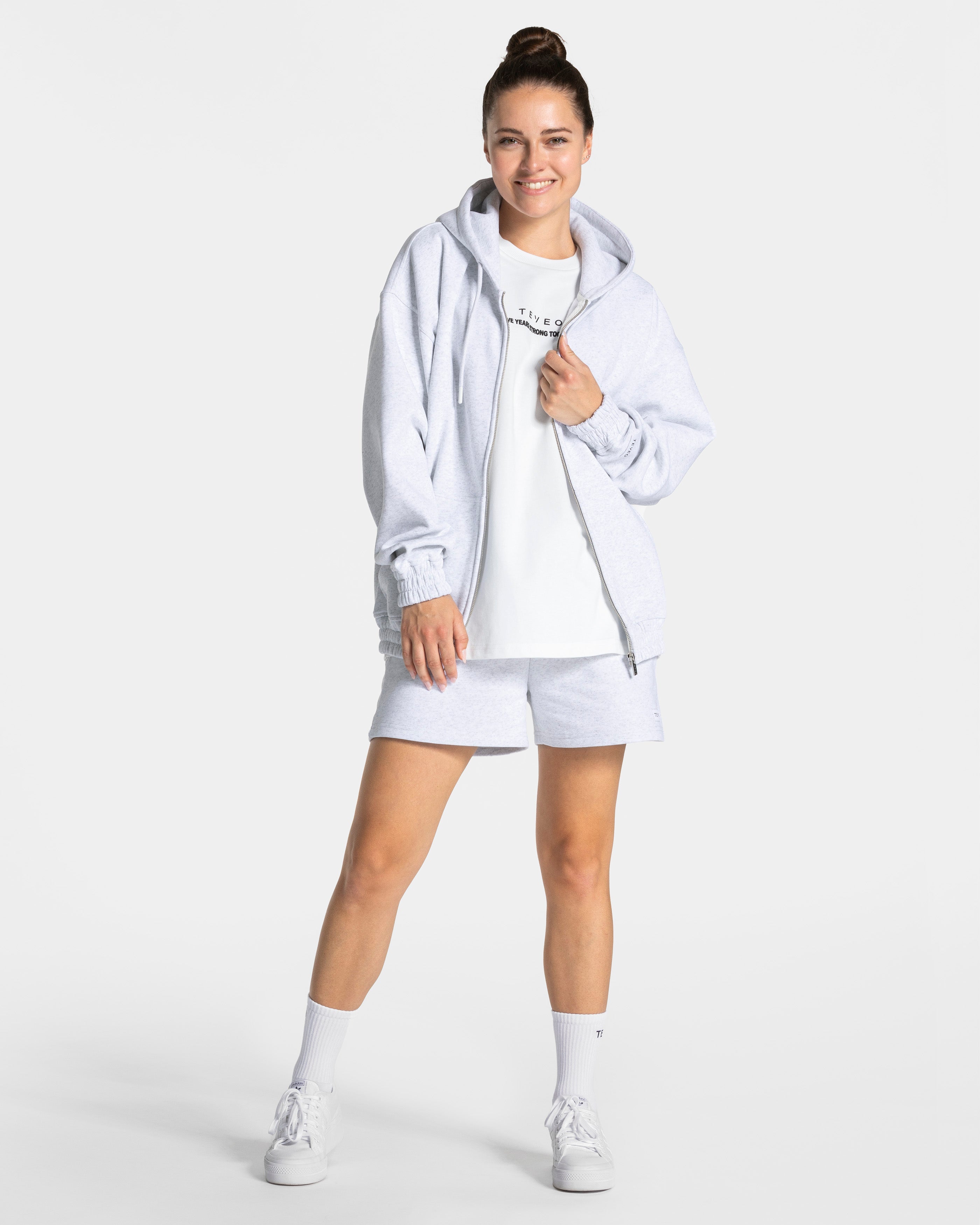 Anniversary Oversized Zip Jacke "Hellgrau"