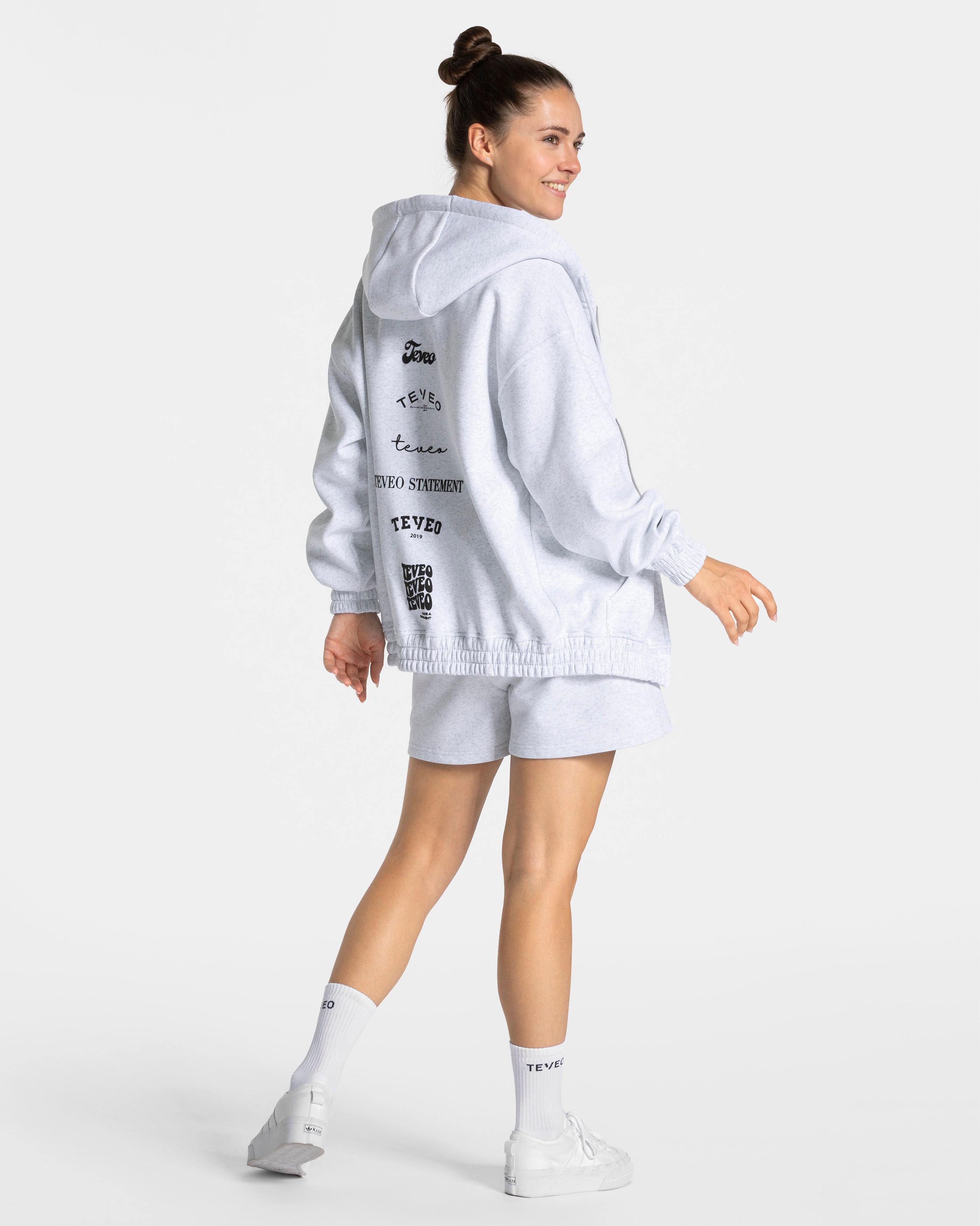 Anniversary Oversized Zip Jacke "Hellgrau"