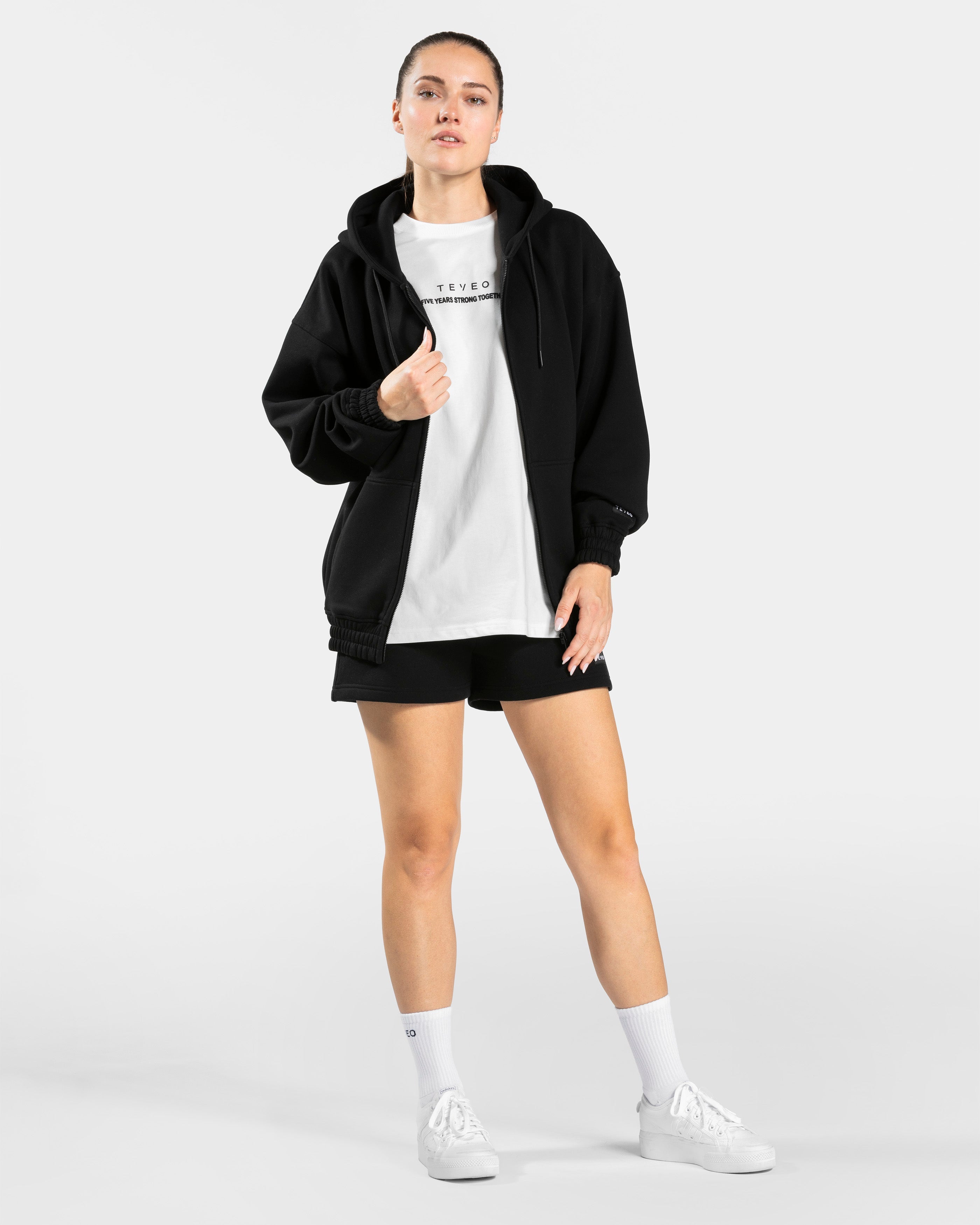 Anniversary Oversized Zip Jacke "Schwarz"