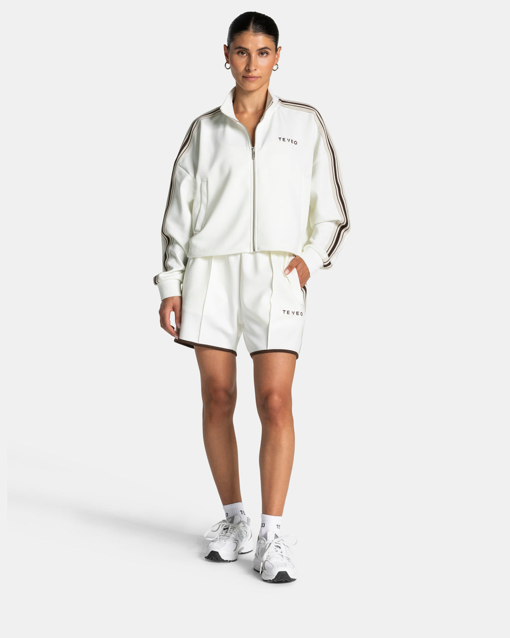 Club Cropped Zip Jacke "Off White"