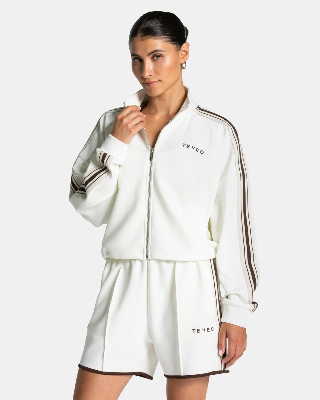 Club Cropped Zip Jacke "Off White"