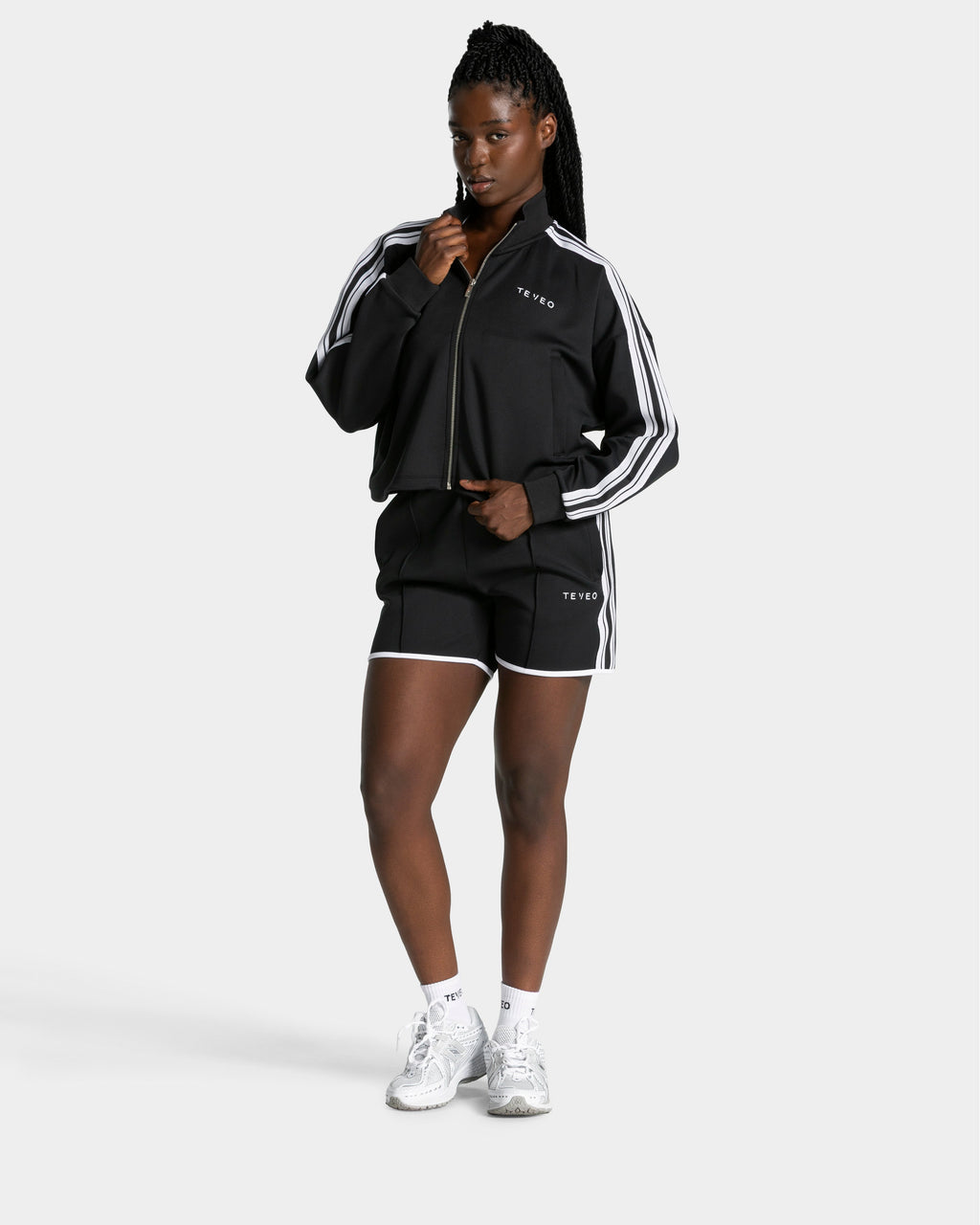 Club Cropped Zip Jacke "Schwarz"