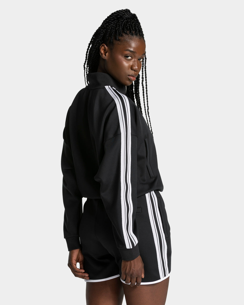 Club Cropped Zip Jacke "Schwarz"