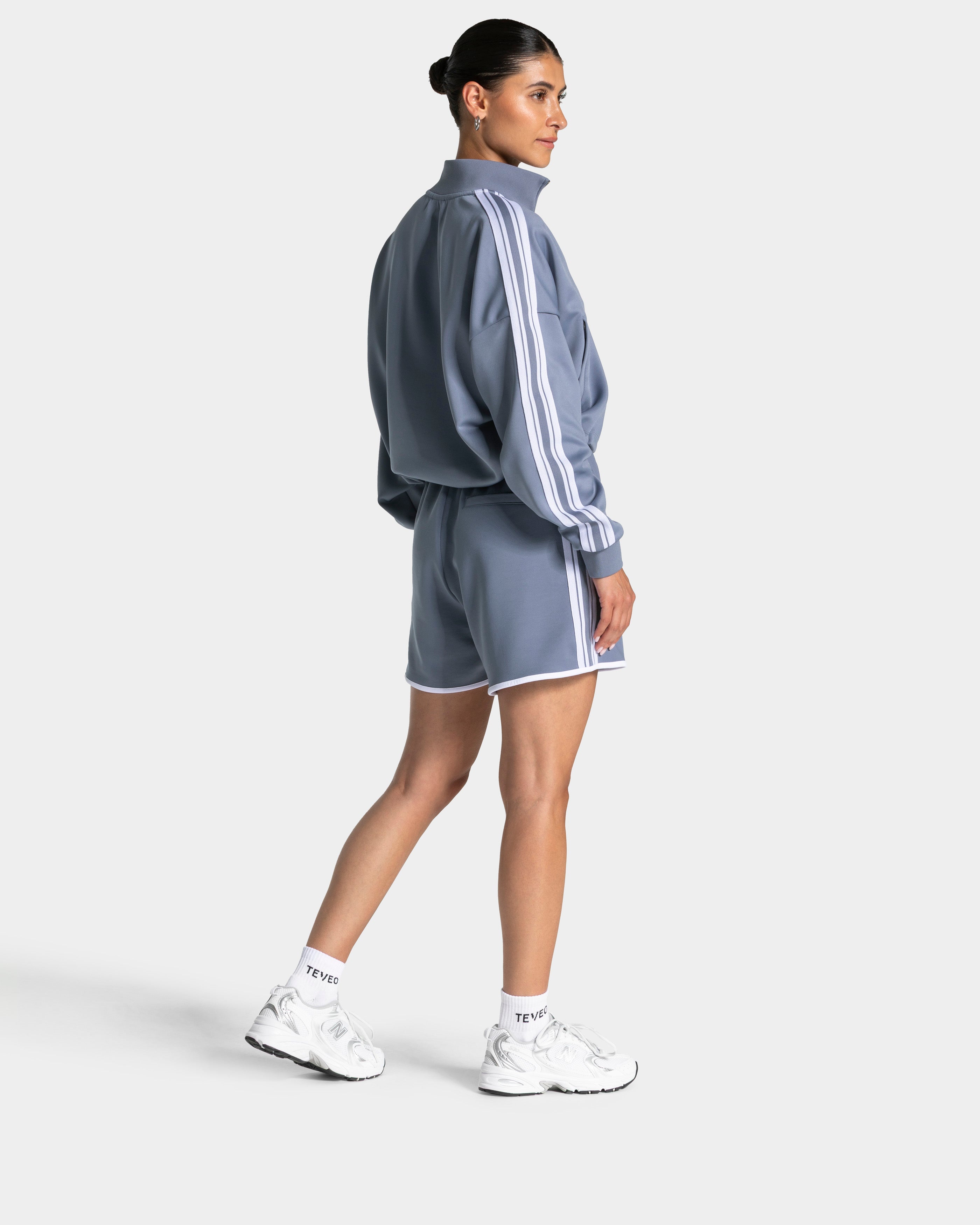 Club Cropped Zip Jacke "Stahlblau"