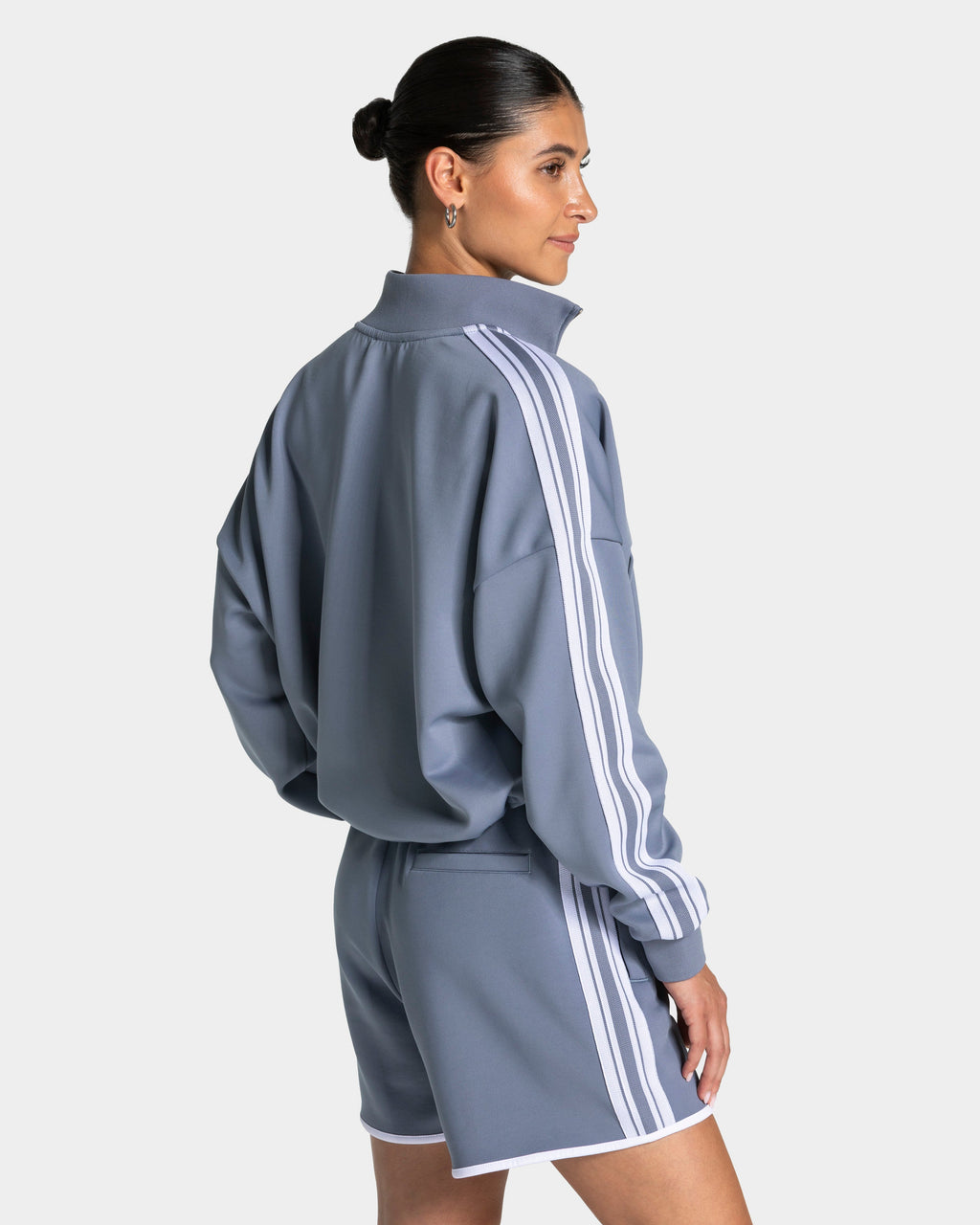 Club Cropped Zip Jacke "Stahlblau"