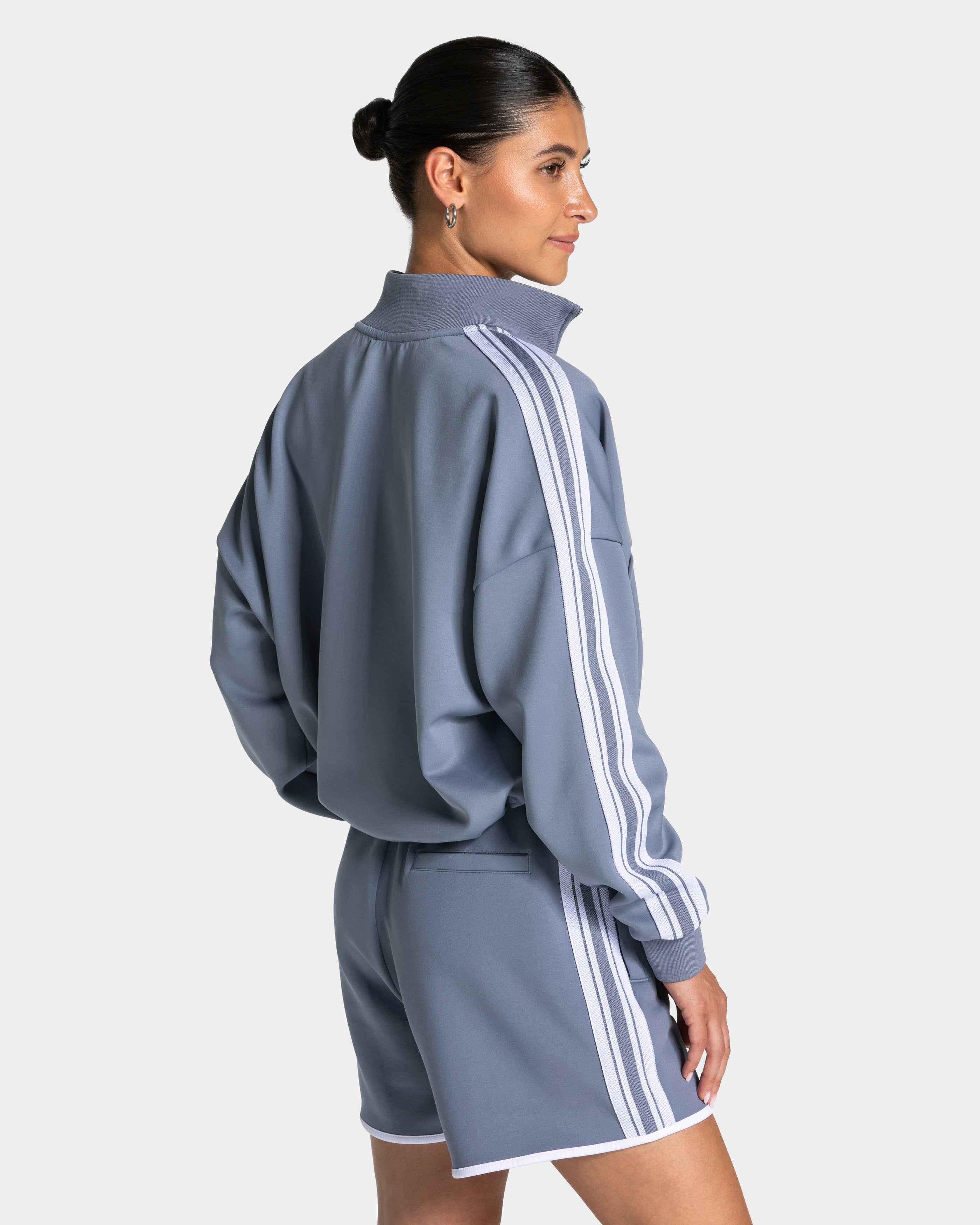 Club Cropped Zip Jacke "Stahlblau"