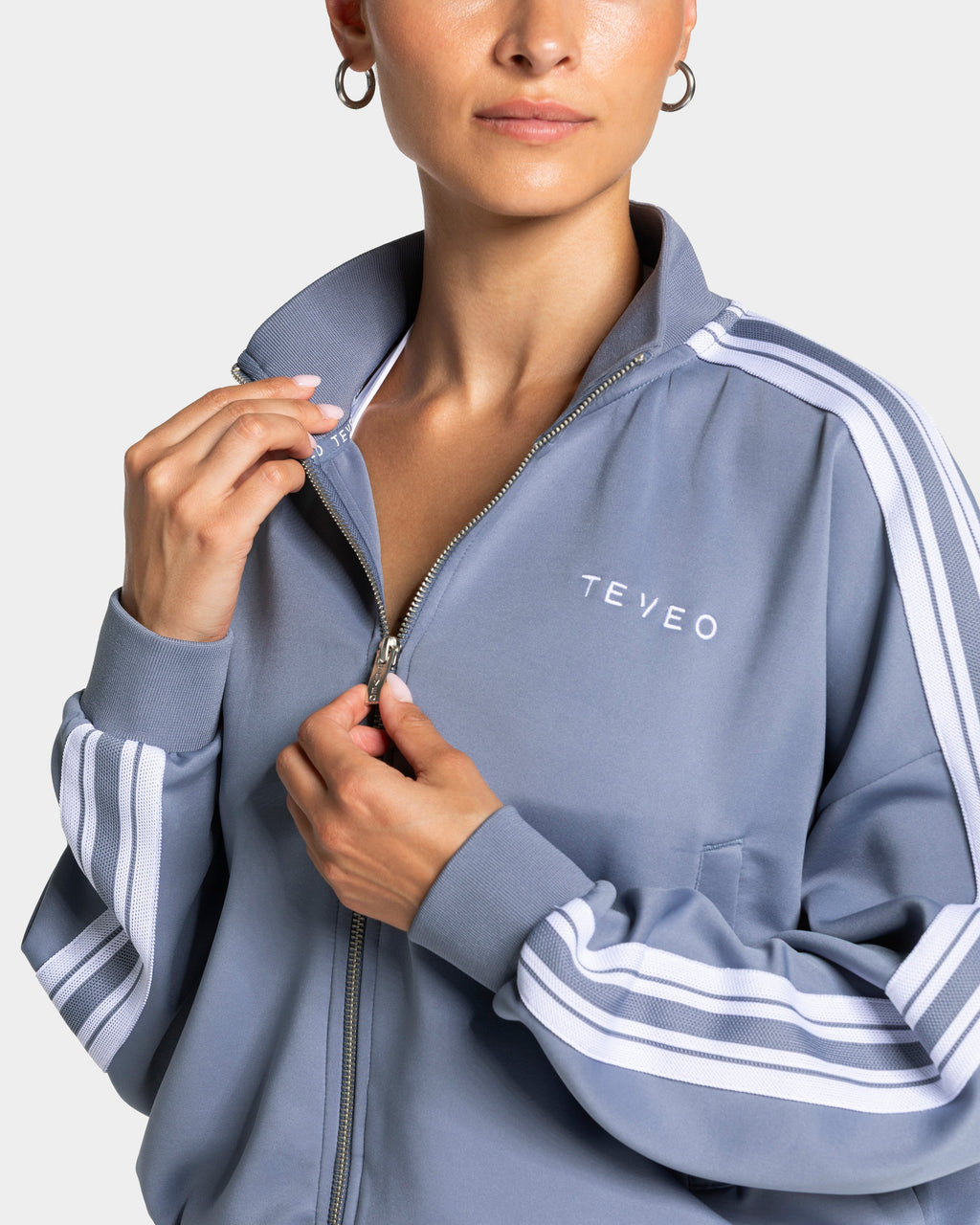 Club Cropped Zip Jacke "Stahlblau"