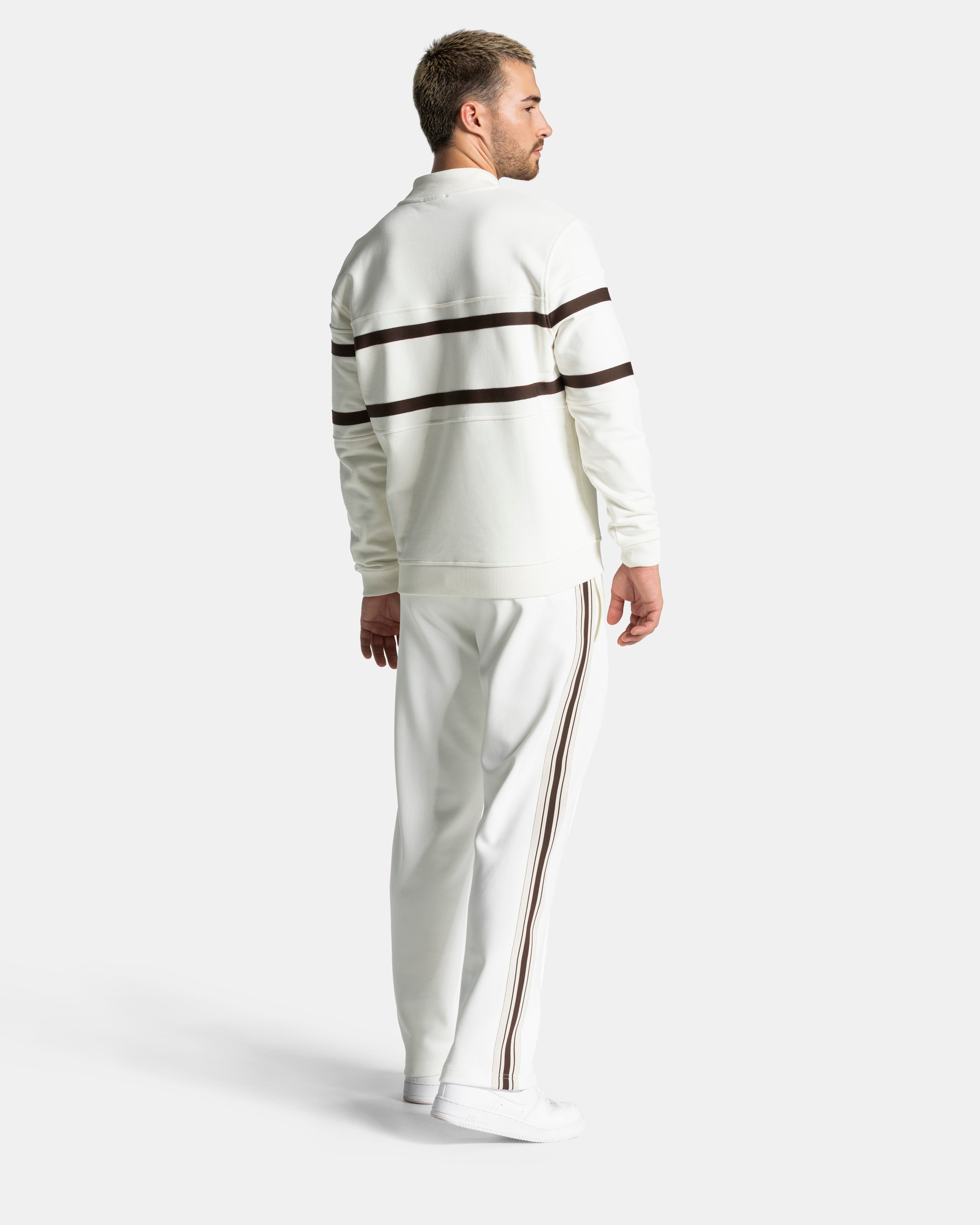 Club Half Zip Sweater "Off White - Espresso"