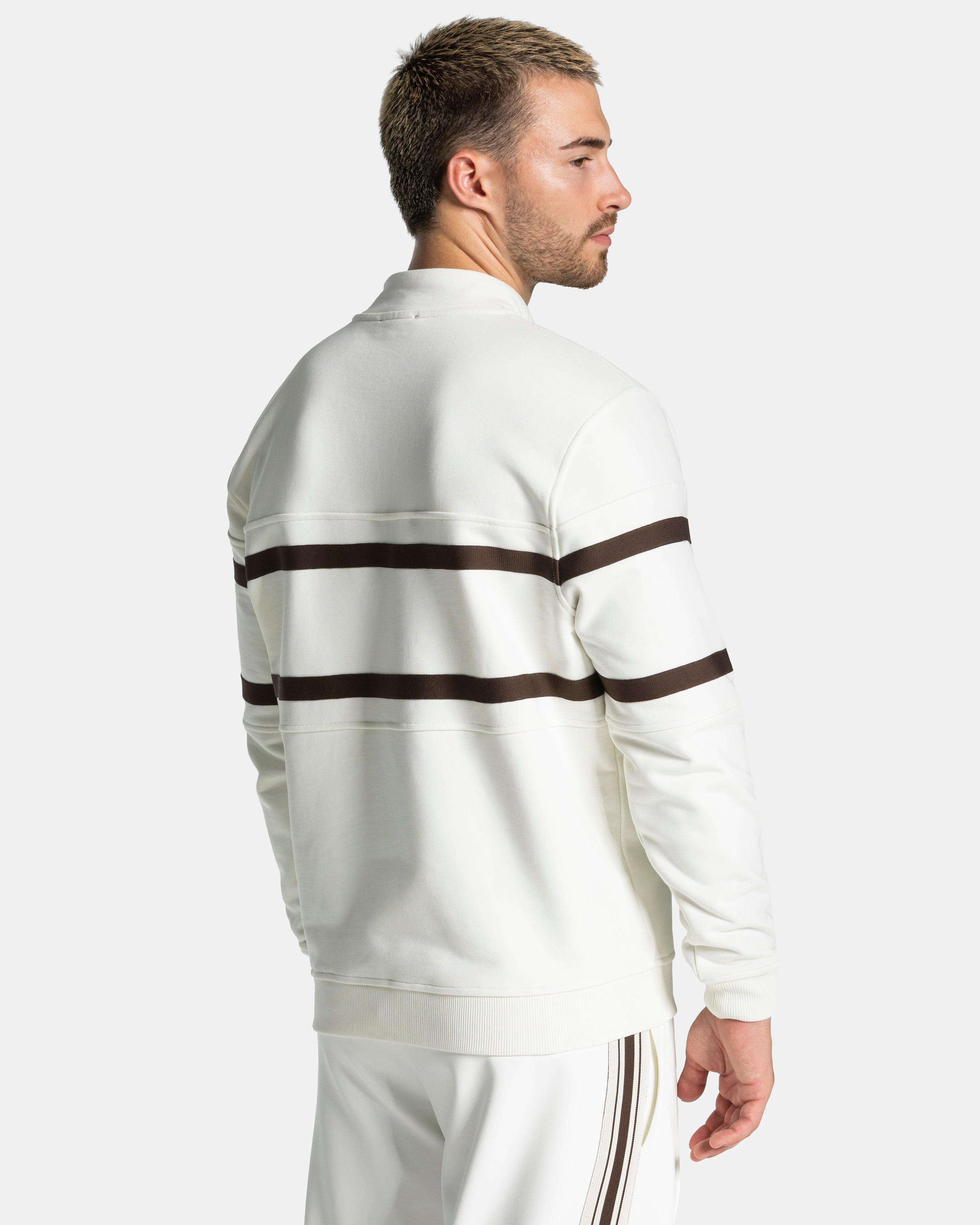 Club Half Zip Sweater "Off White - Espresso"