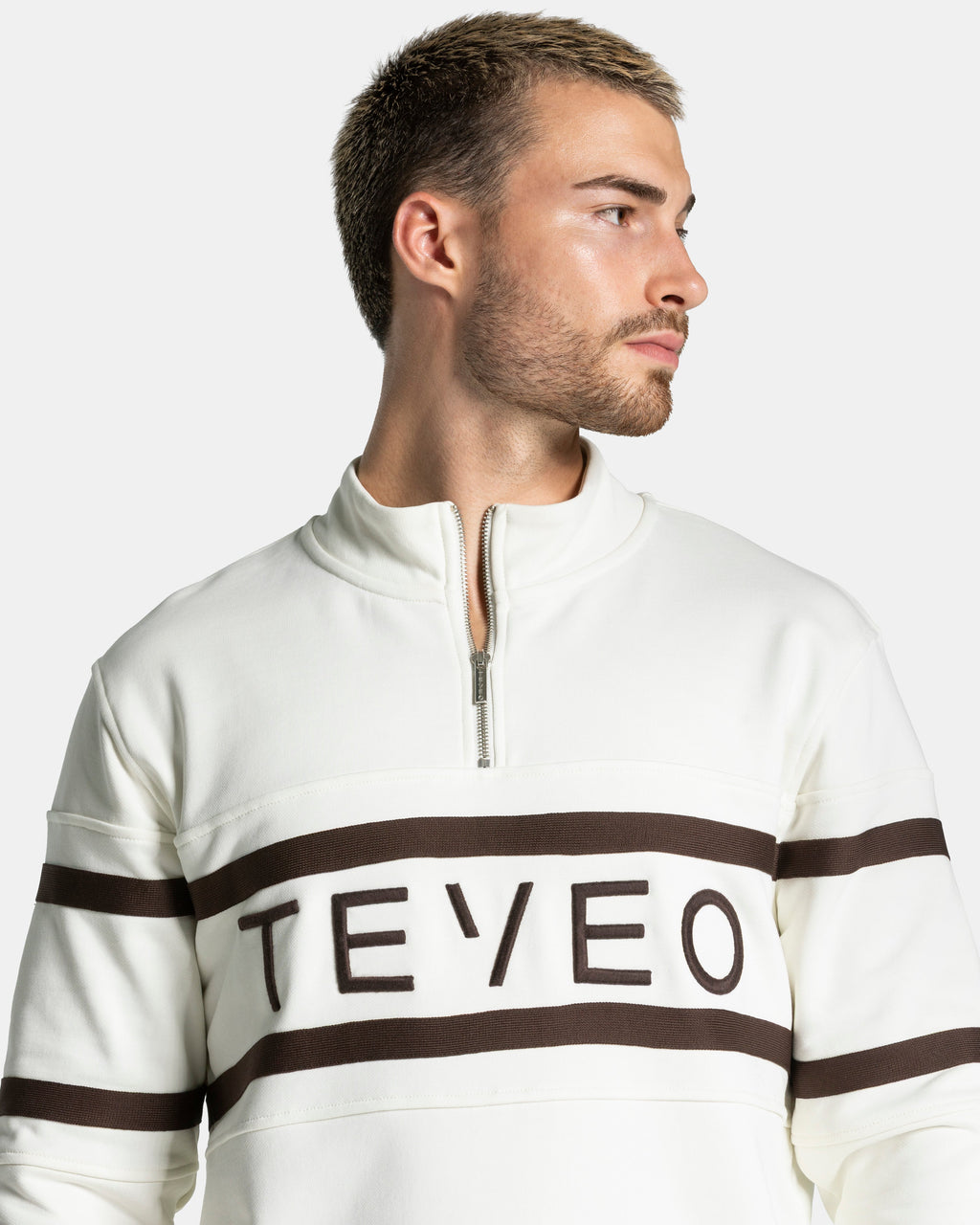 Club Half Zip Sweater "Off White - Espresso"