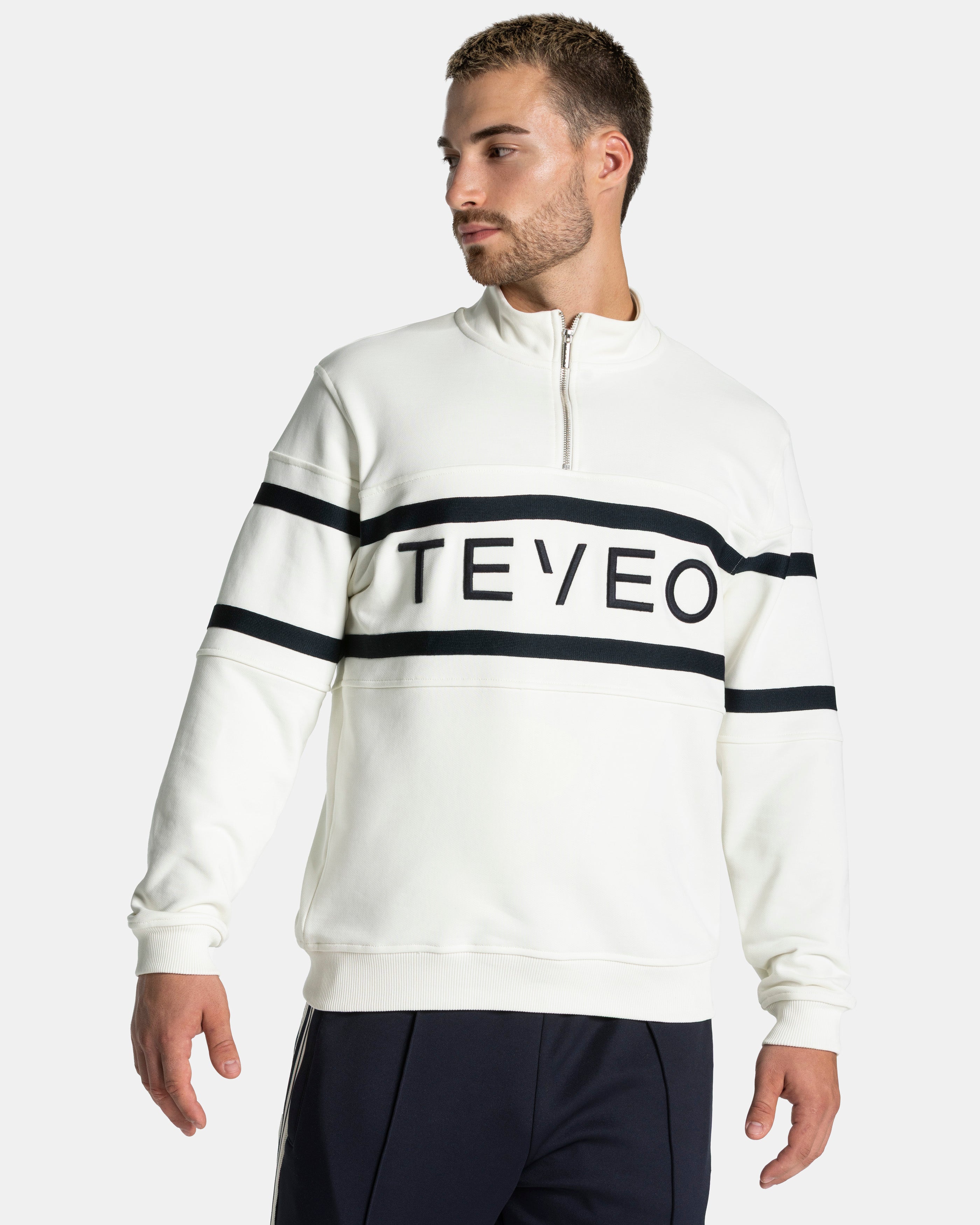 Club Half Zip Sweater "Off White - Midnight"