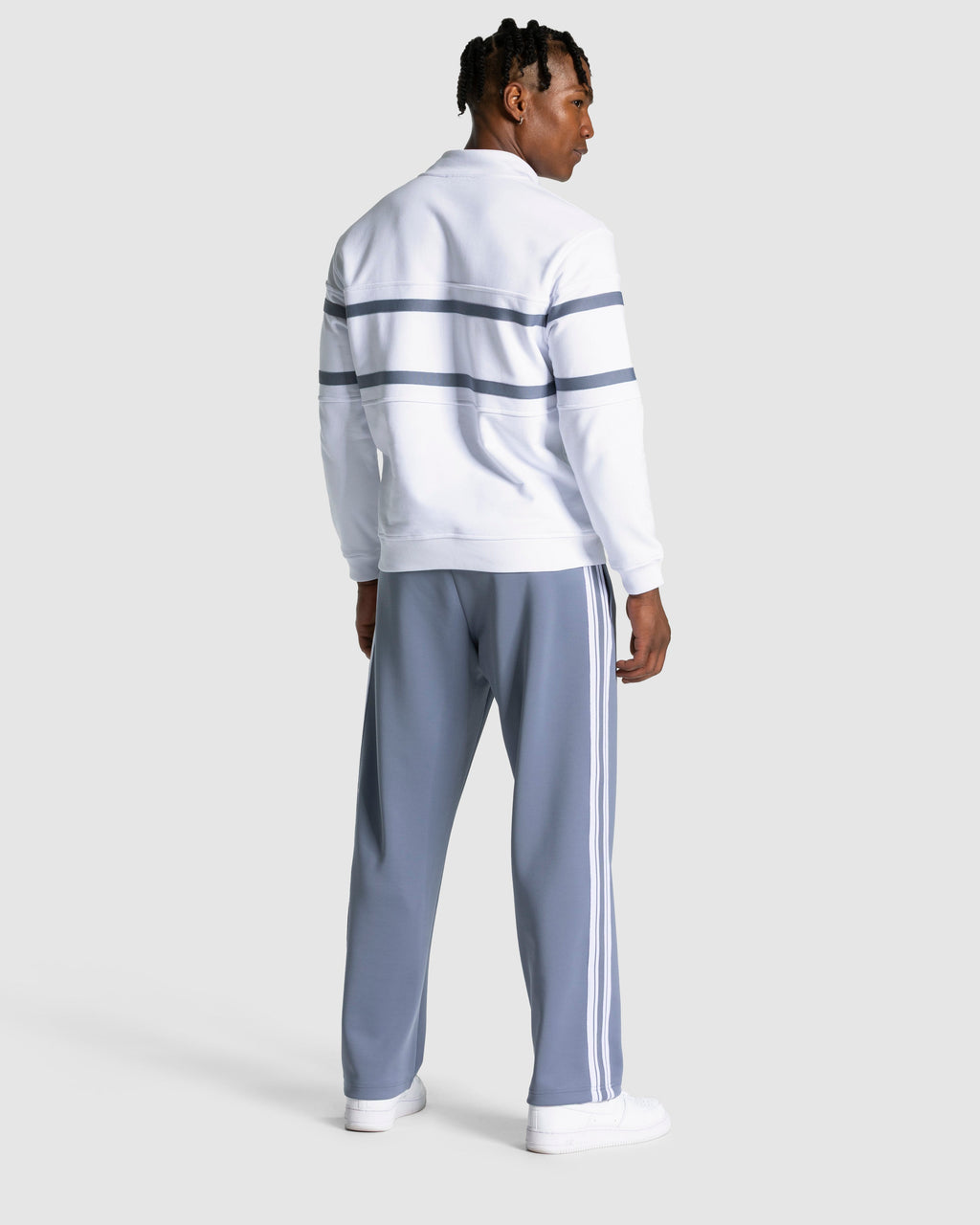 Club Half Zip Sweater "Weiß - Stahlblau"