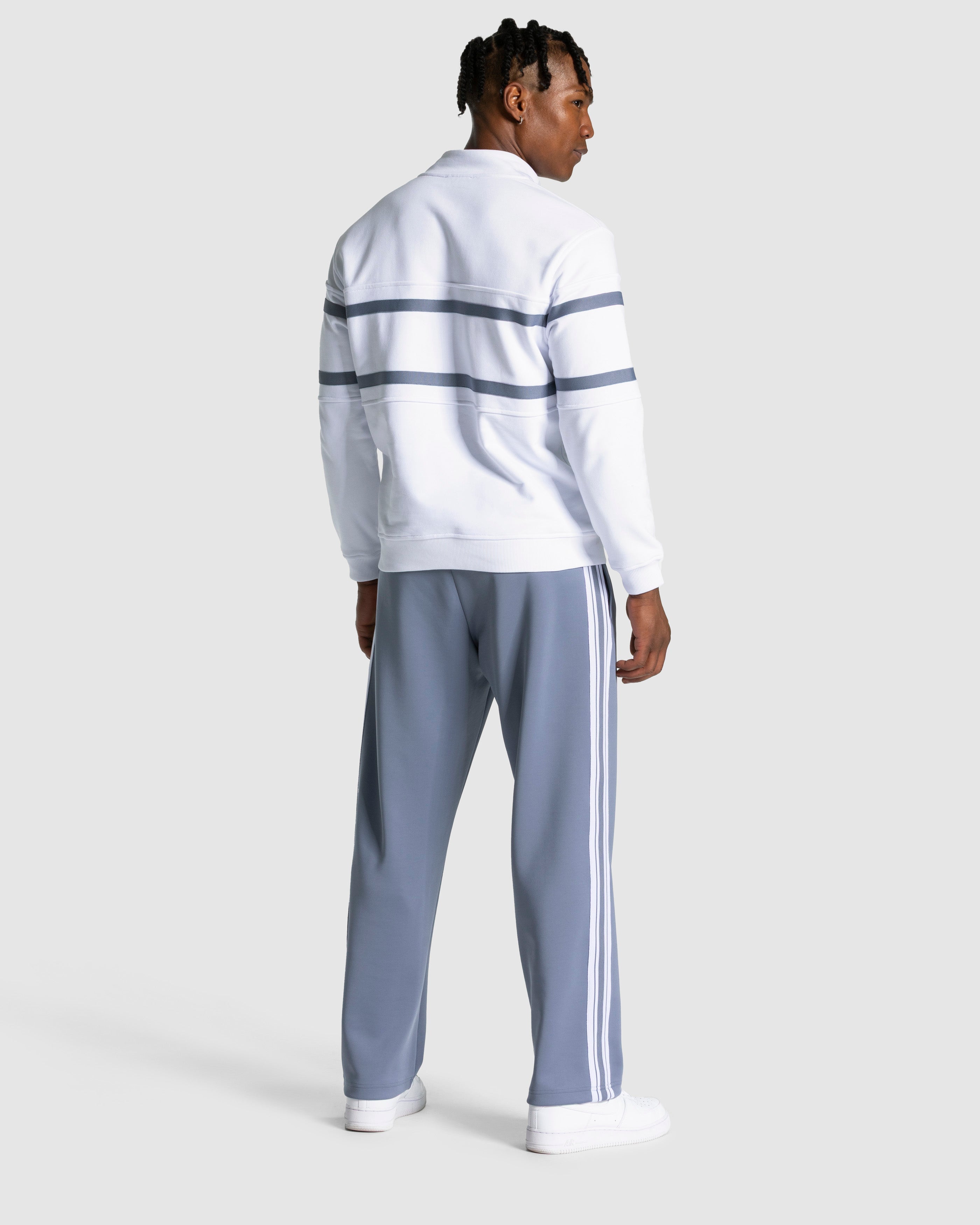 Club Half Zip Sweater "Weiß - Stahlblau"