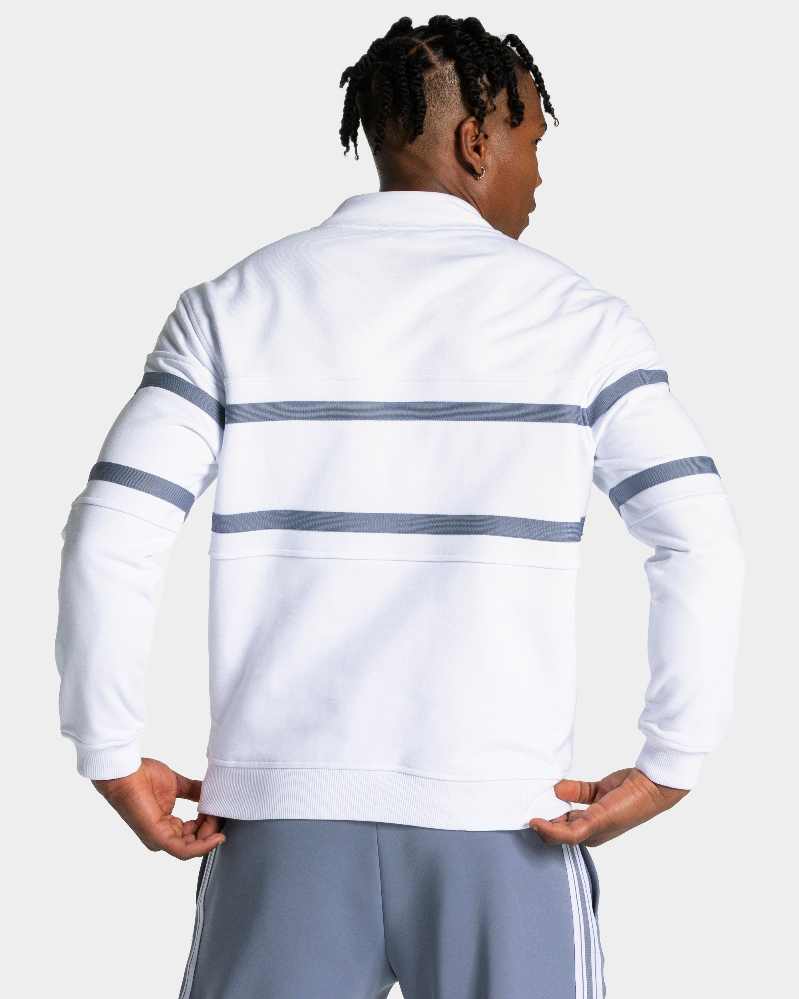 Club Half Zip Sweater "Weiß - Stahlblau"