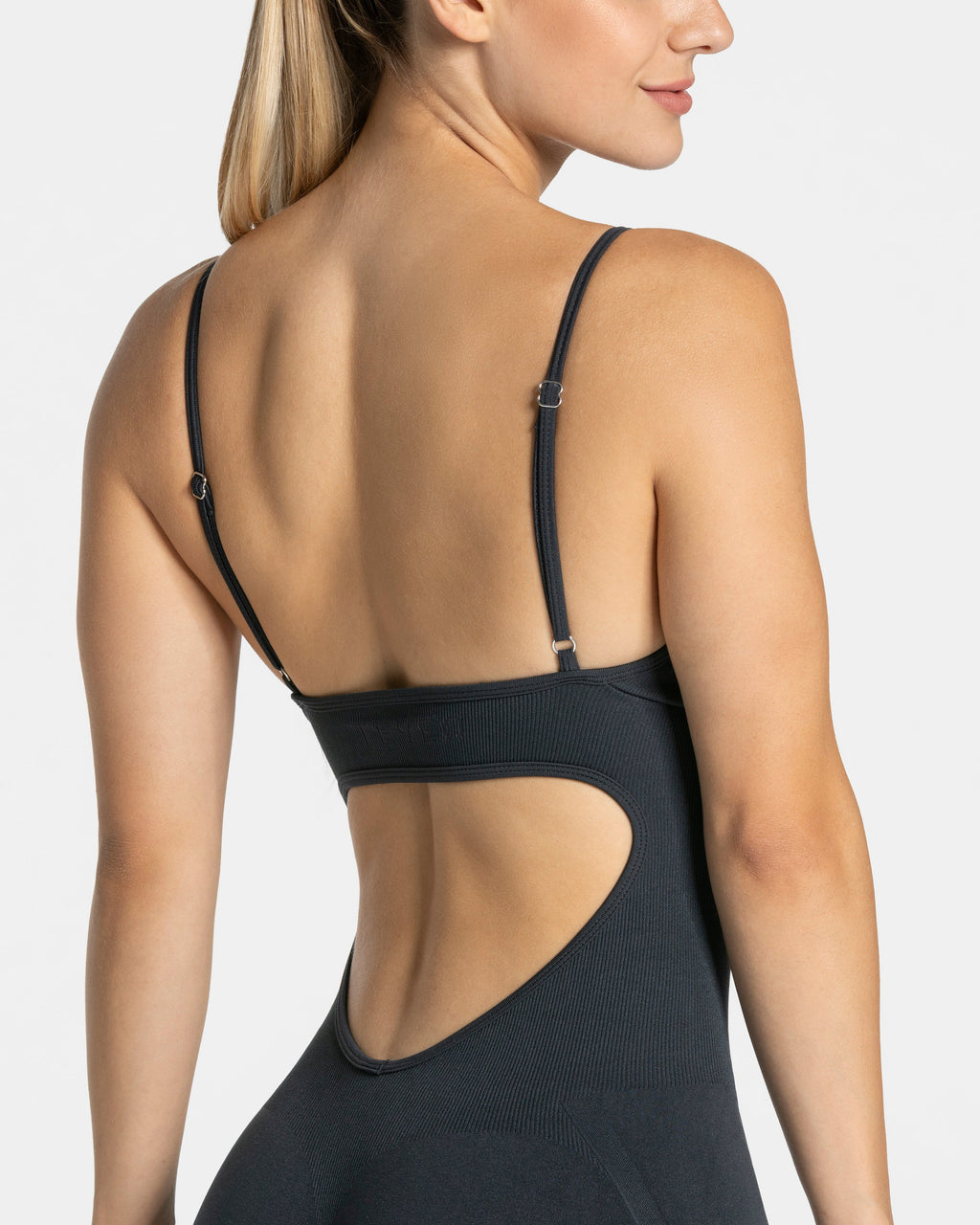 Essence V-Back Covert Scrunch Shorts Jumpsuit "Ebony"