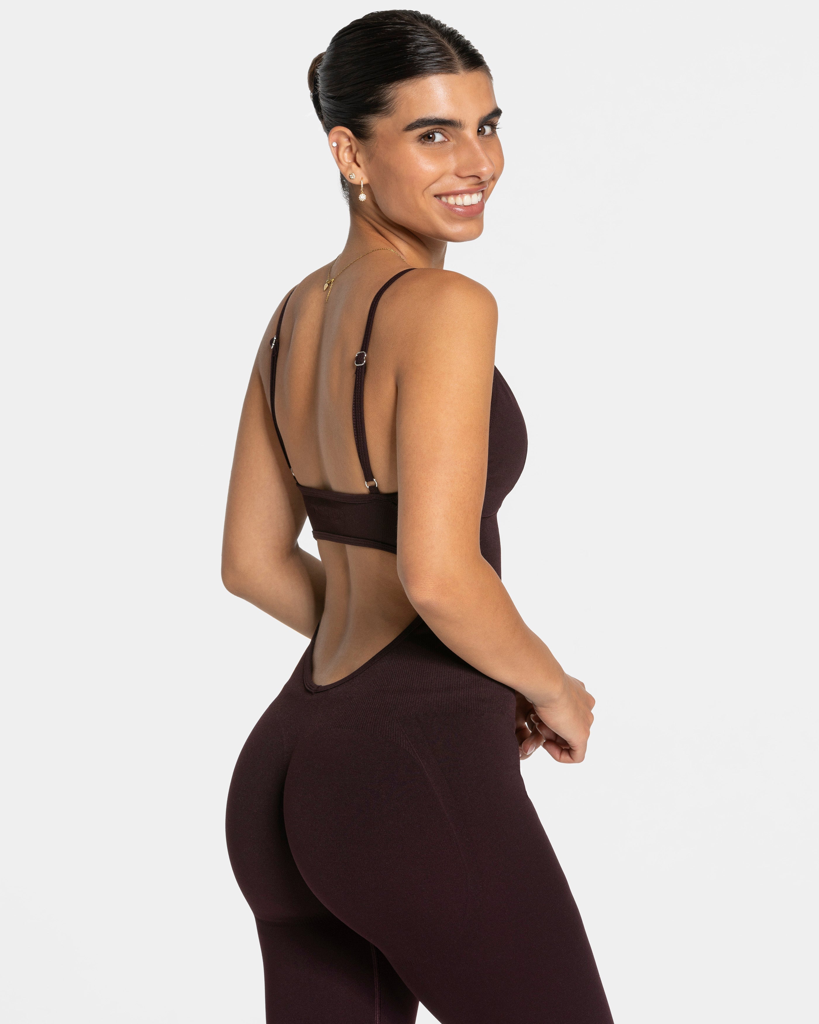 Essence V-Back Covert Scrunch Jumpsuit "Merlot"