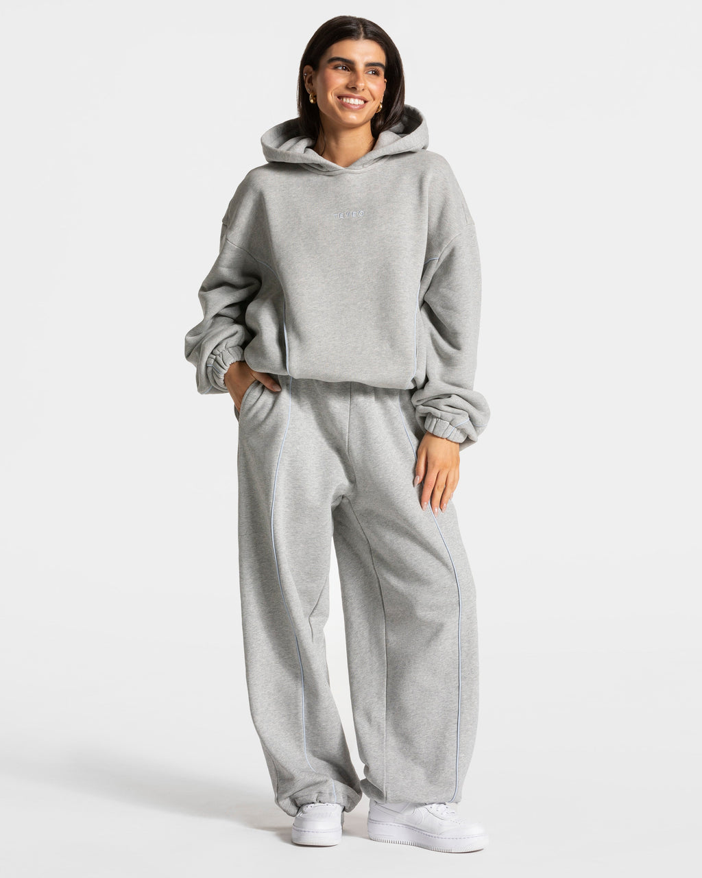 Contrastline Hooded Sweater "Hellgrau"