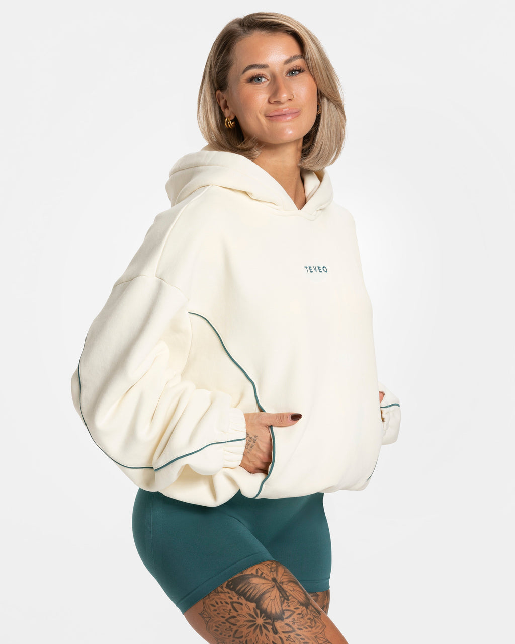 Contrastline Hooded Sweater "Off White"