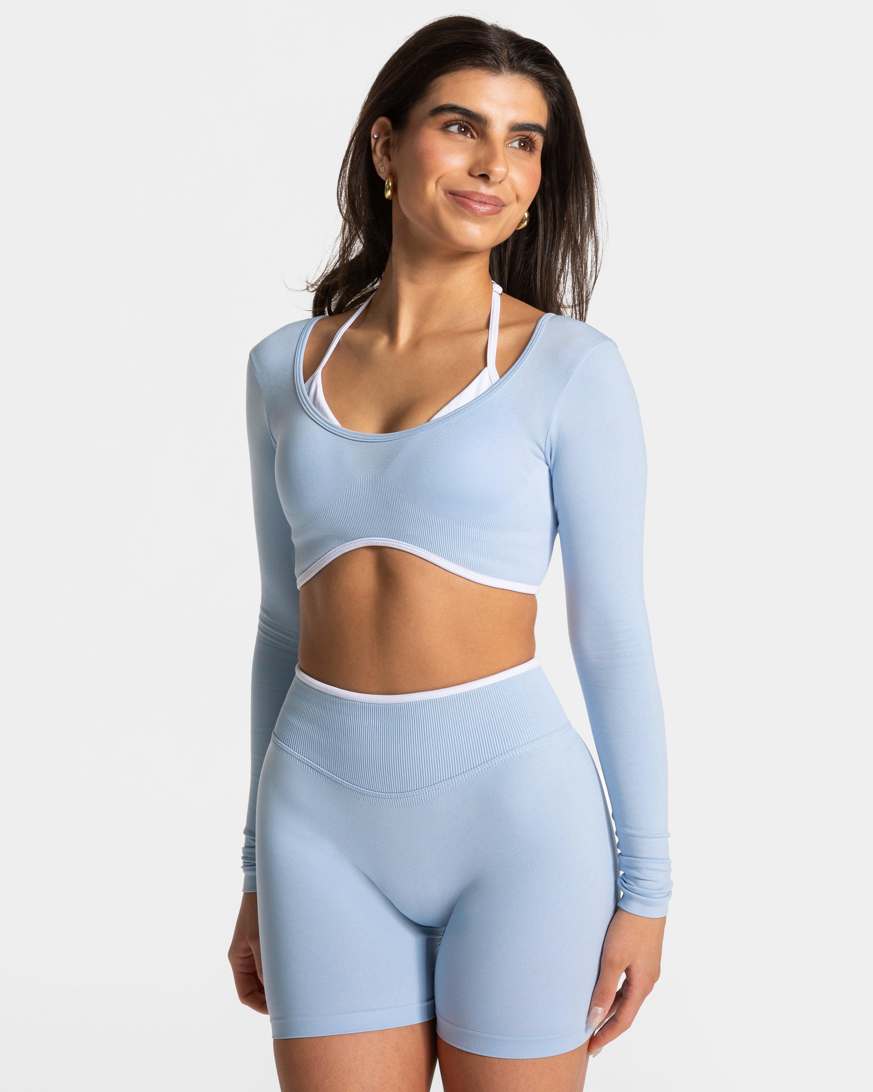 Contrastline Longsleeve  "Babyblau"