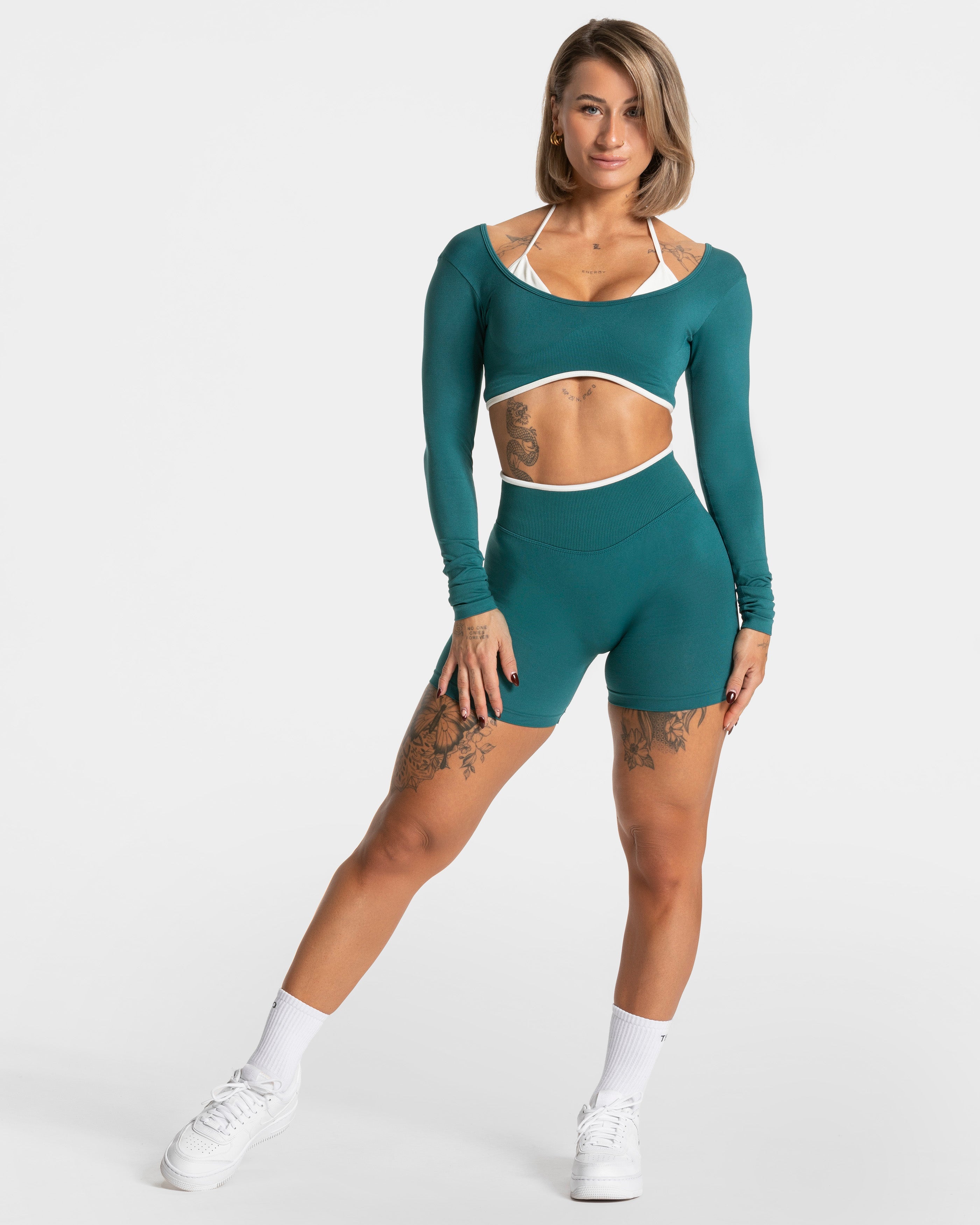 Contrastline Sculpt Scrunch Shorts  "Petrol"