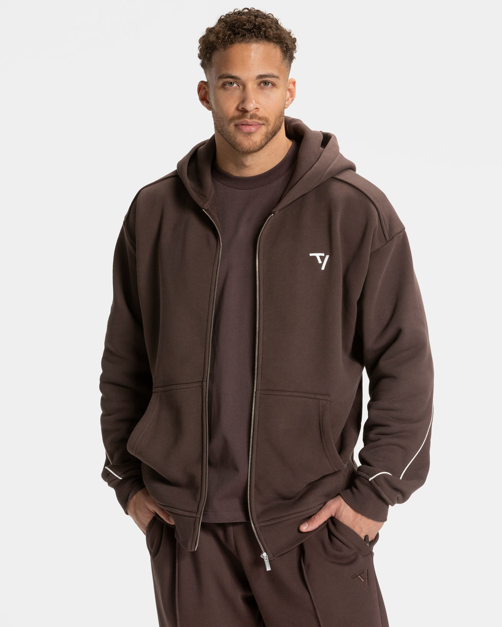 Contrastline Zip Jacke "Espresso"