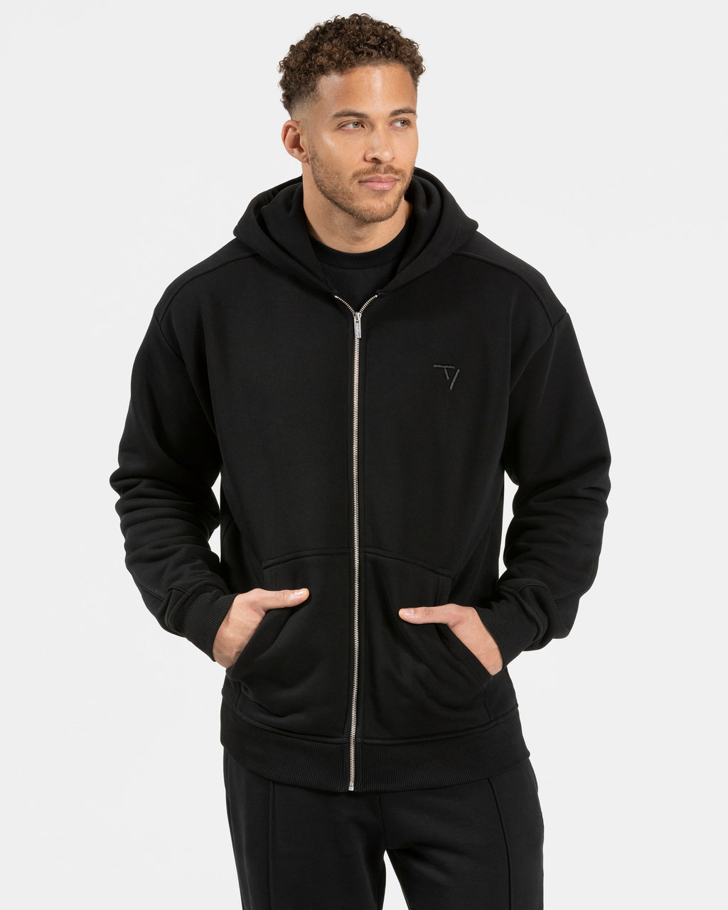Contrastline Zip Jacke "Schwarz"