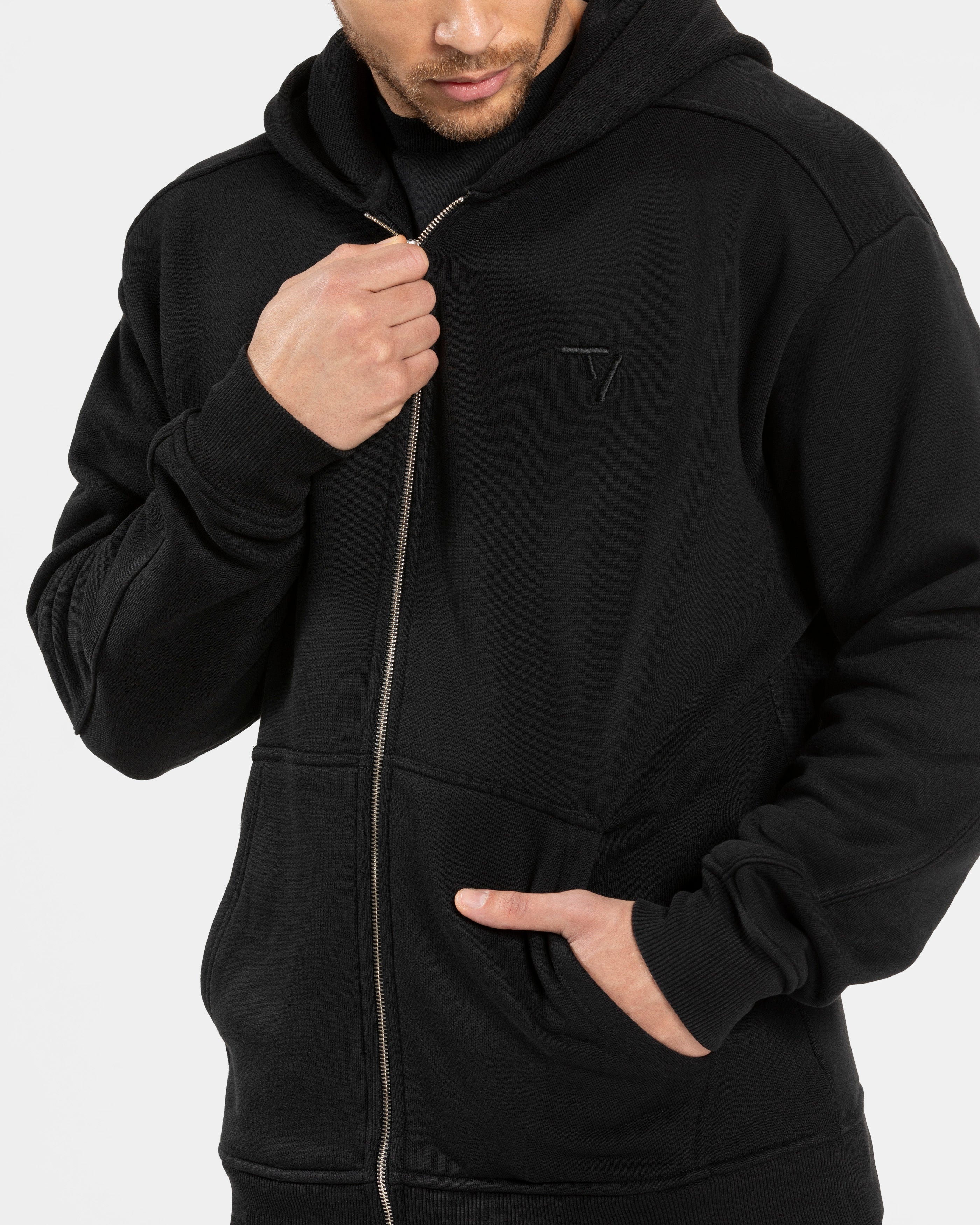 Contrastline Zip Jacke "Schwarz"