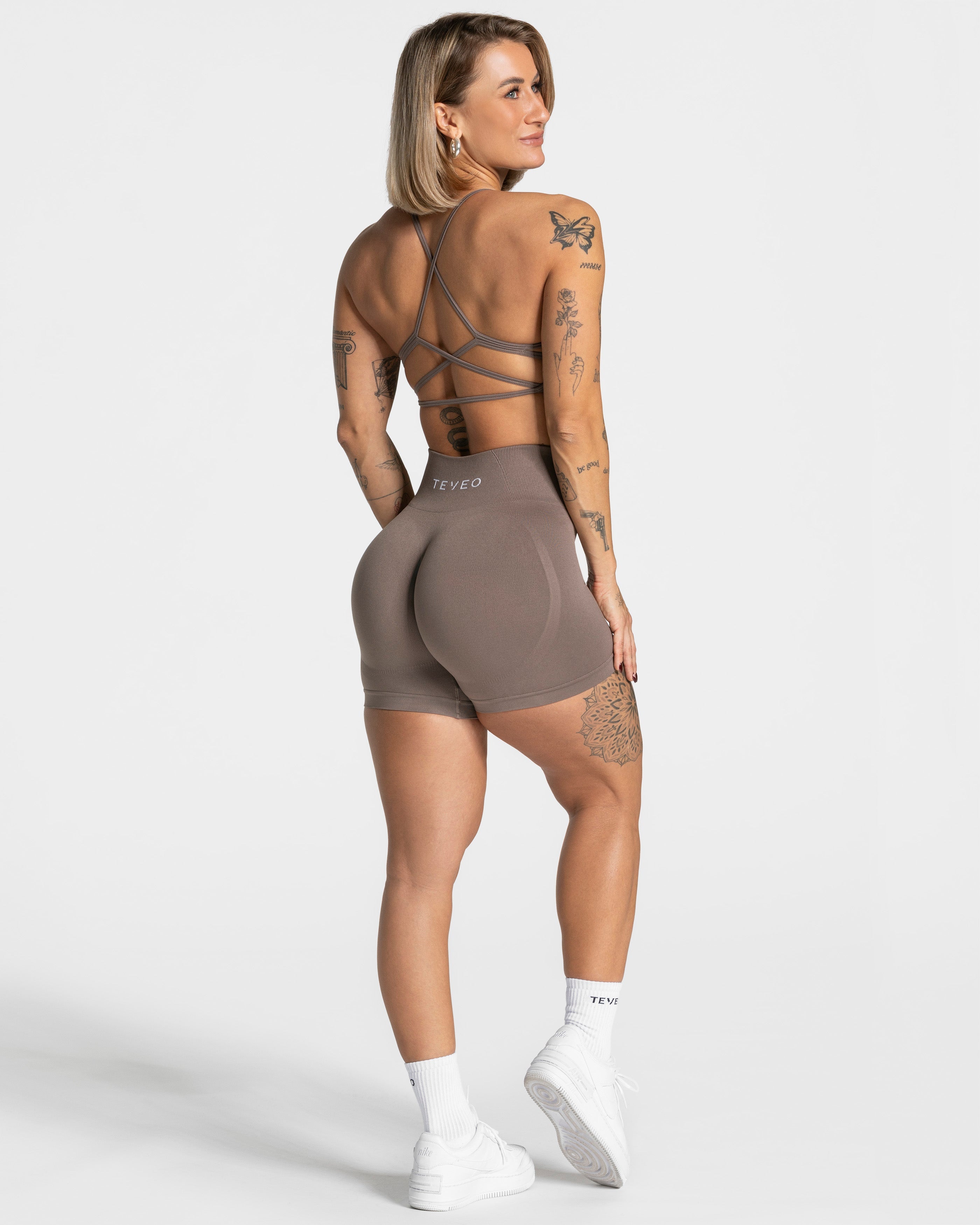 Pure Covert Scrunch Shorts  "Mokka"