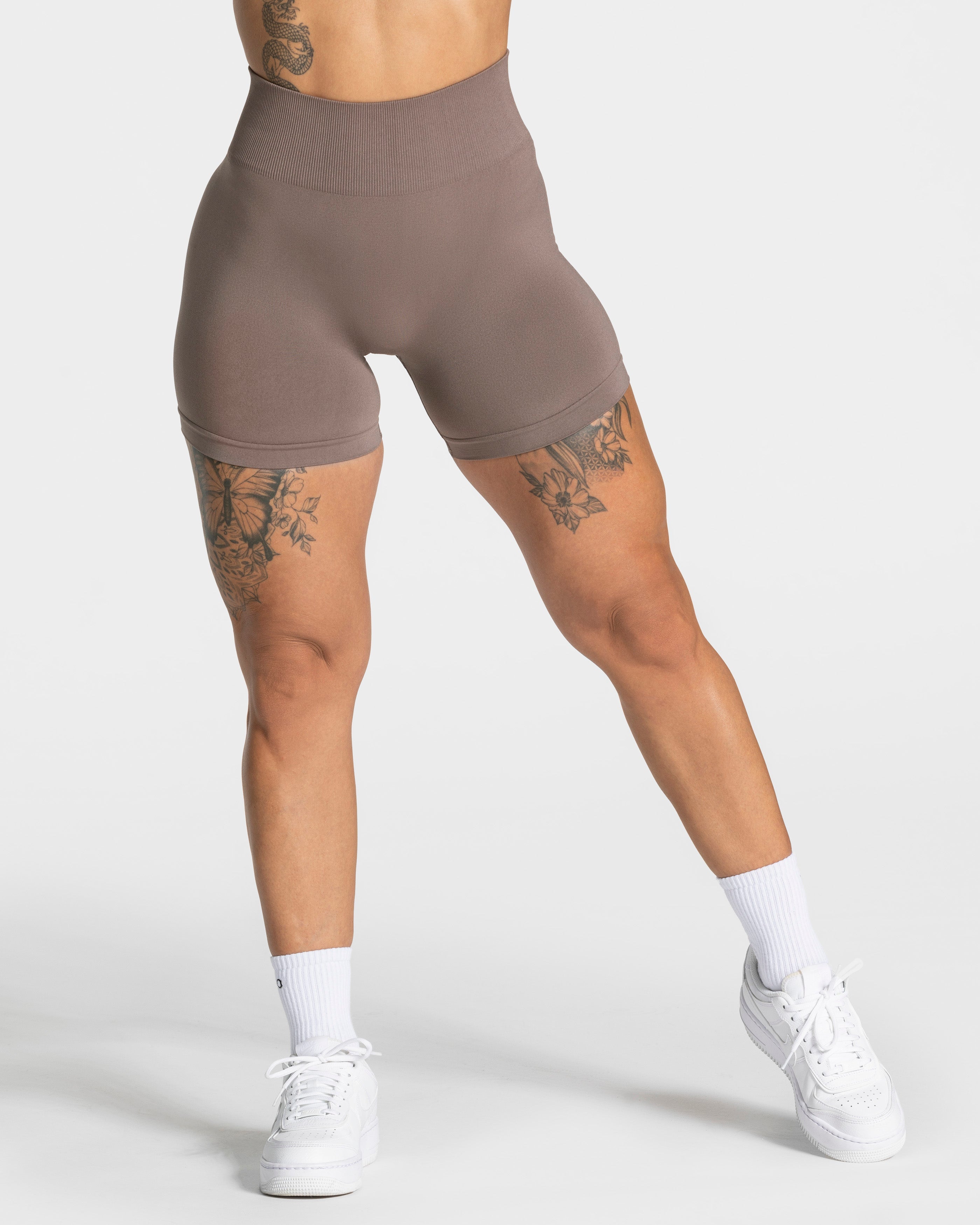 Pure Covert Scrunch Shorts  "Mokka"