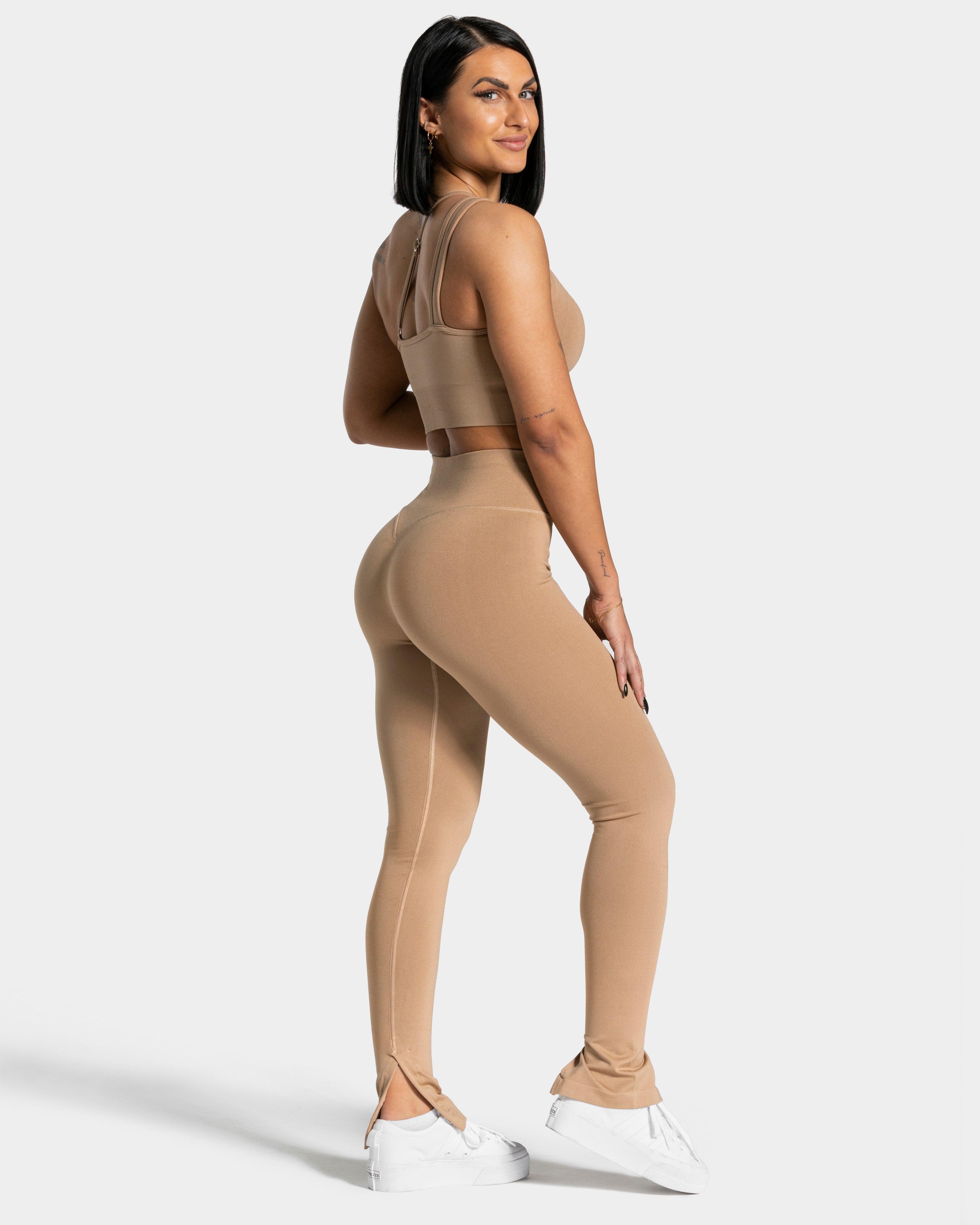 Sassy Slit Leggings "Beige"