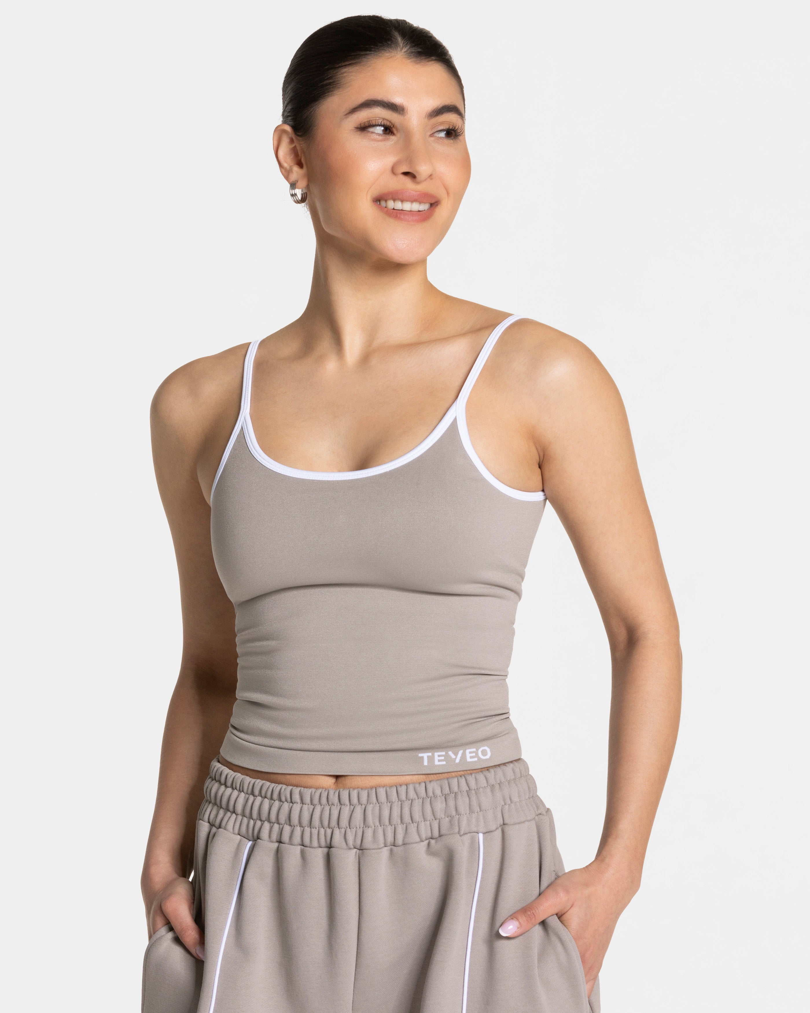 Contrastline Cami Top  "Stone"