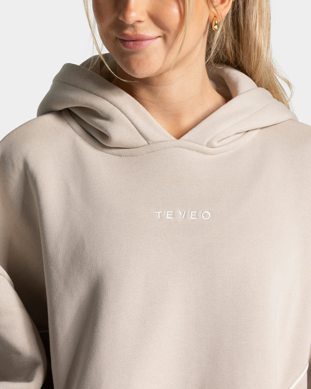 Contrastline Hooded Sweater "Cream"