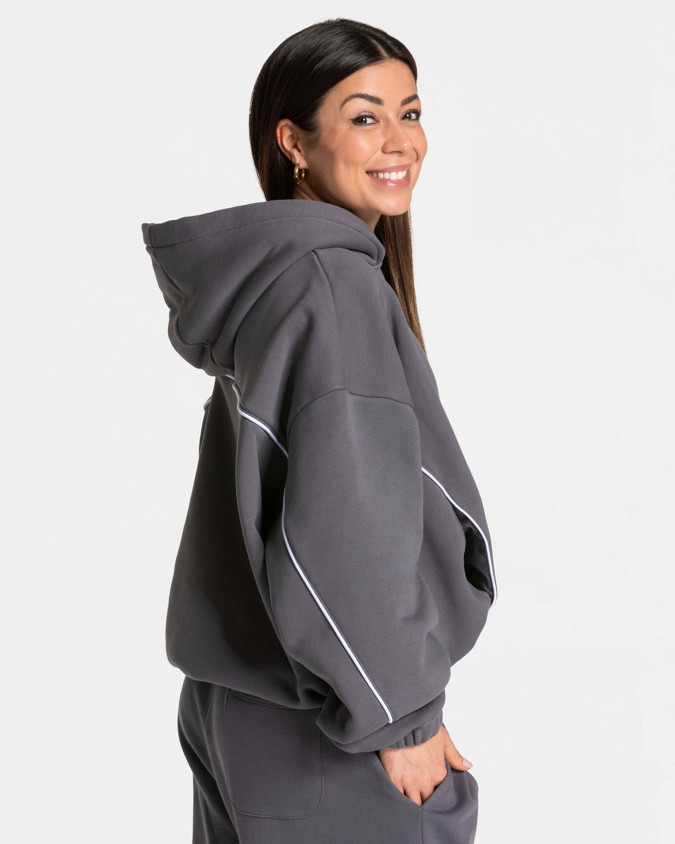 Contrastline Hooded Sweater  "Graphit"