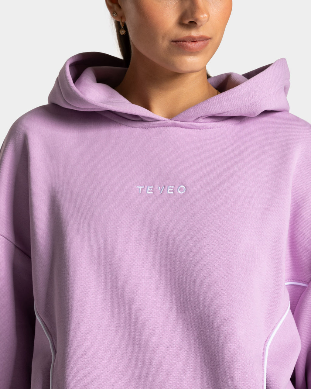 Contrastline Hooded Sweater "Orchid"