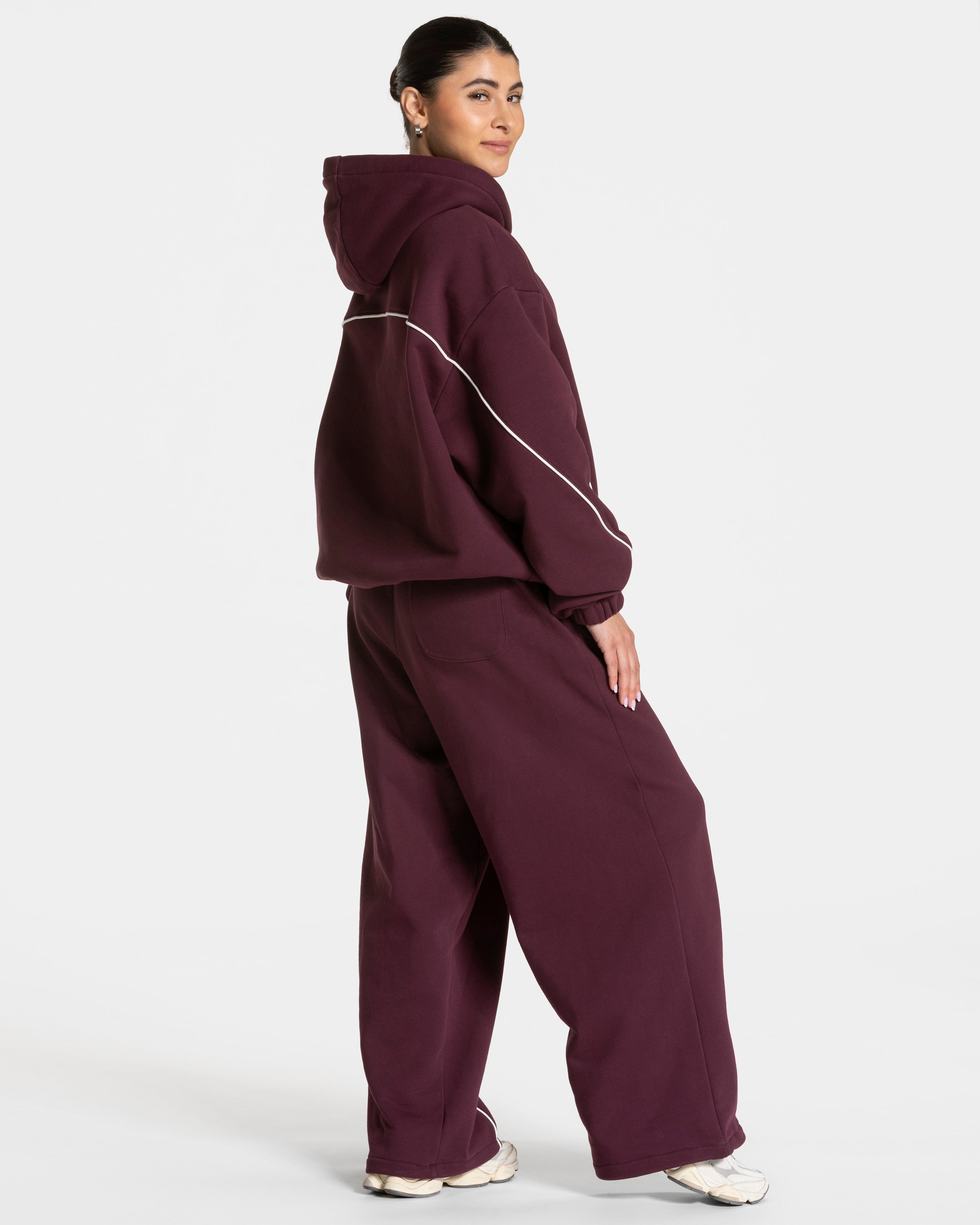 Contrastline Hooded Sweater  "Pflaume"