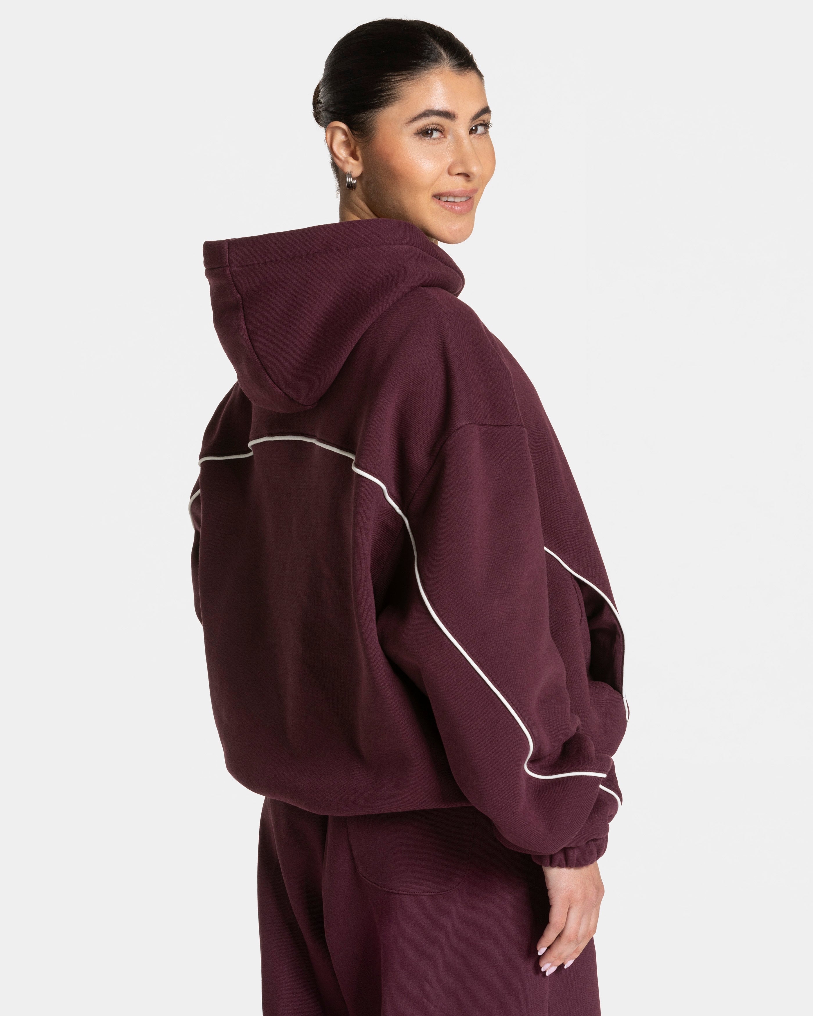 Contrastline Hooded Sweater  "Pflaume"