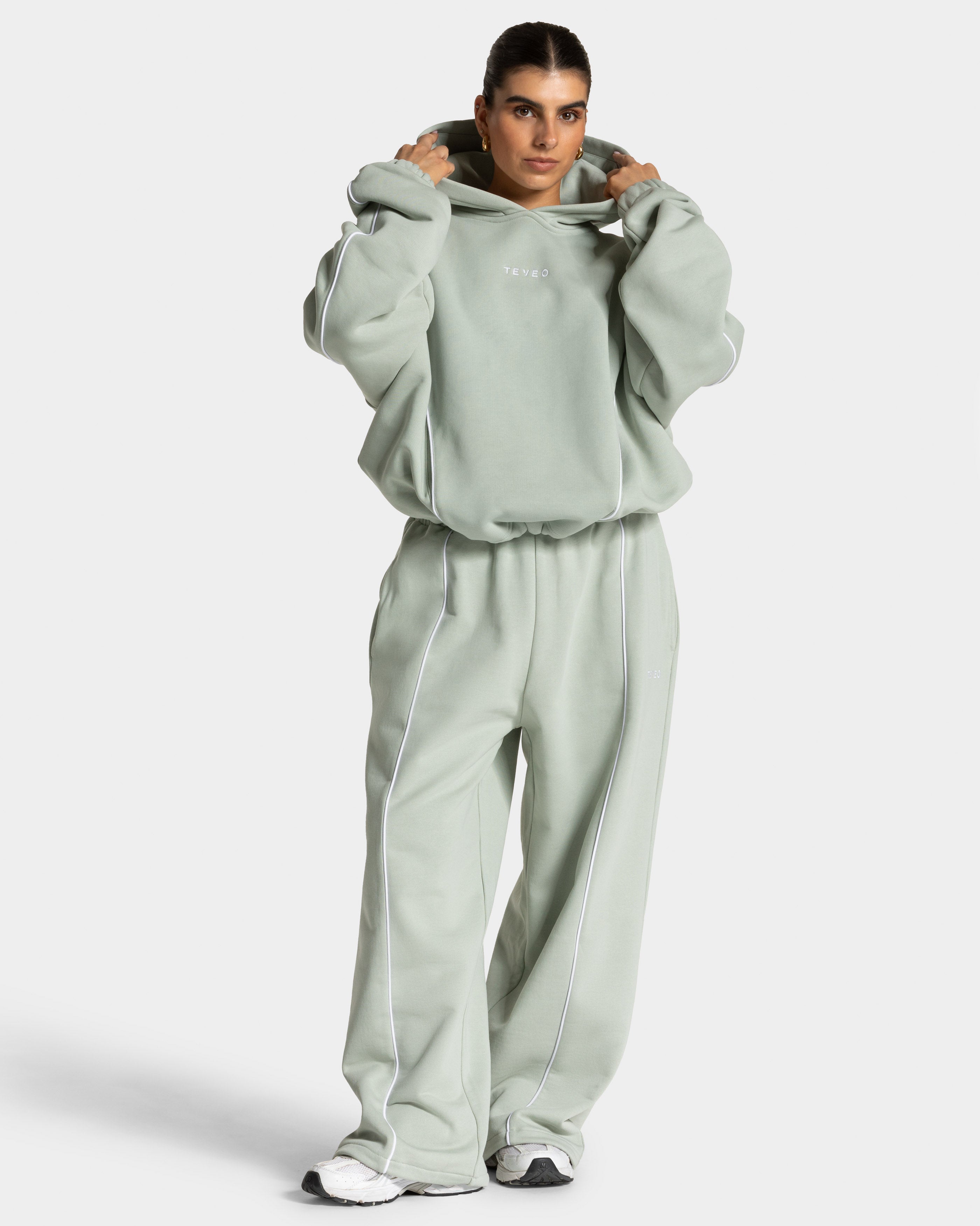 Contrastline Hooded Sweater "Pistachio"