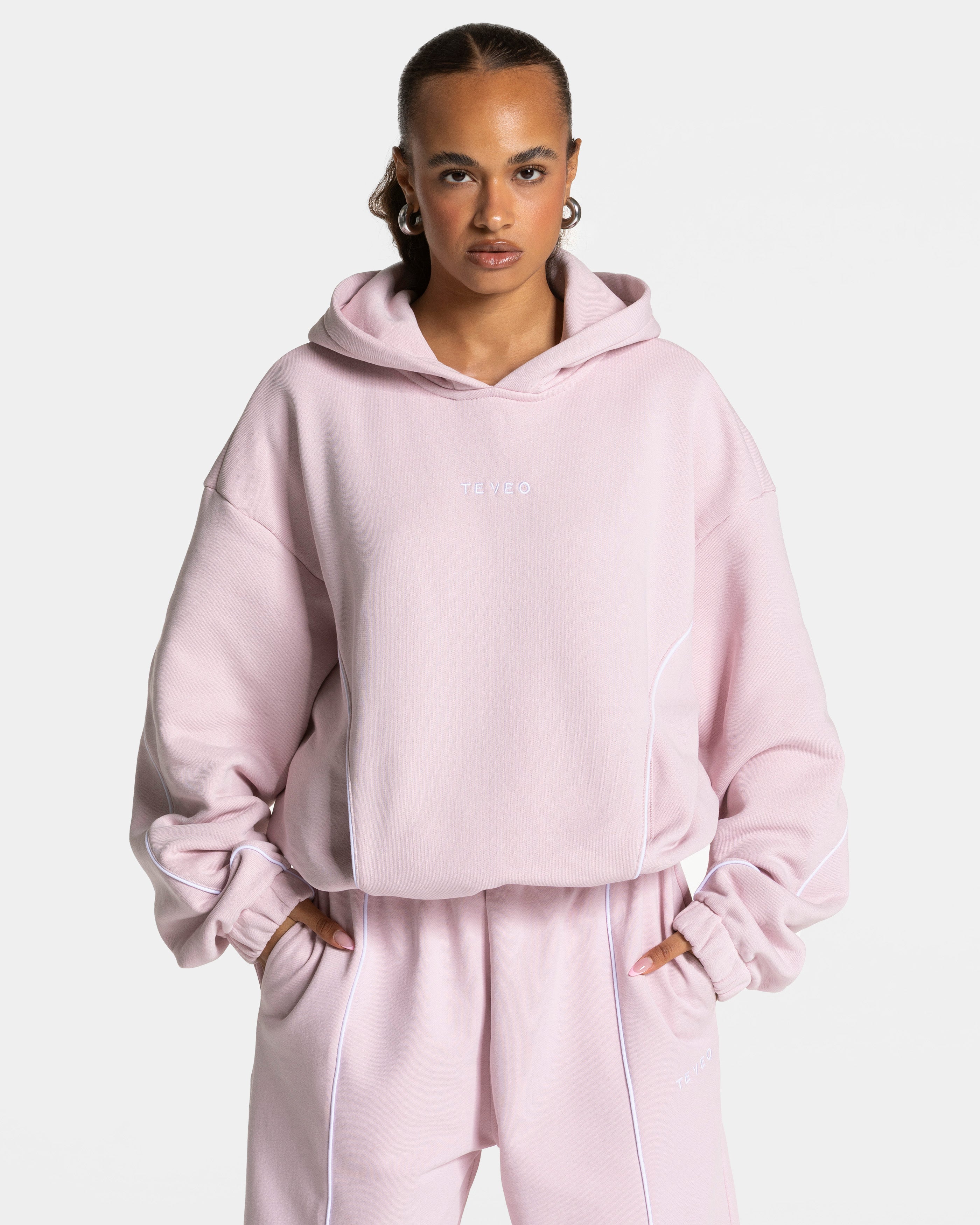 Contrastline Hooded Sweater  "Rosa"