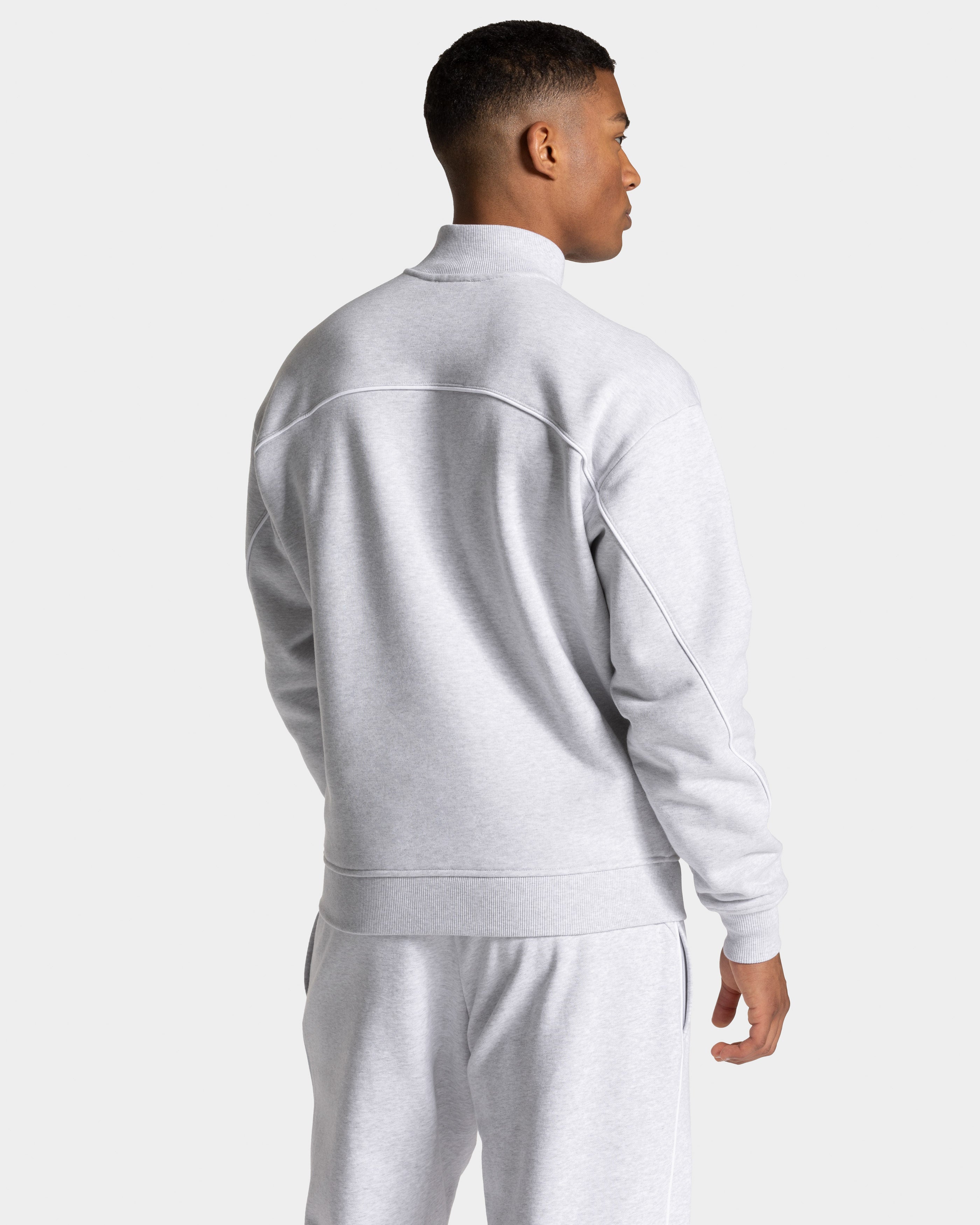 Contrastline Zip Sweater "Weiß Meliert - Weiß"