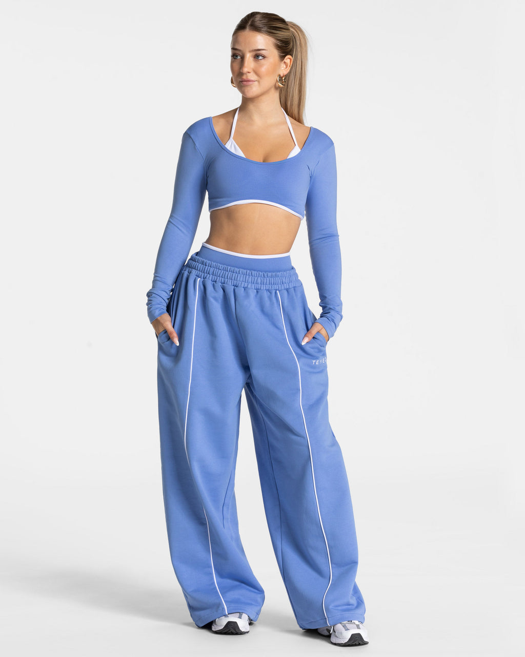 Contrastline Wide Leg Jogger "Azure"
