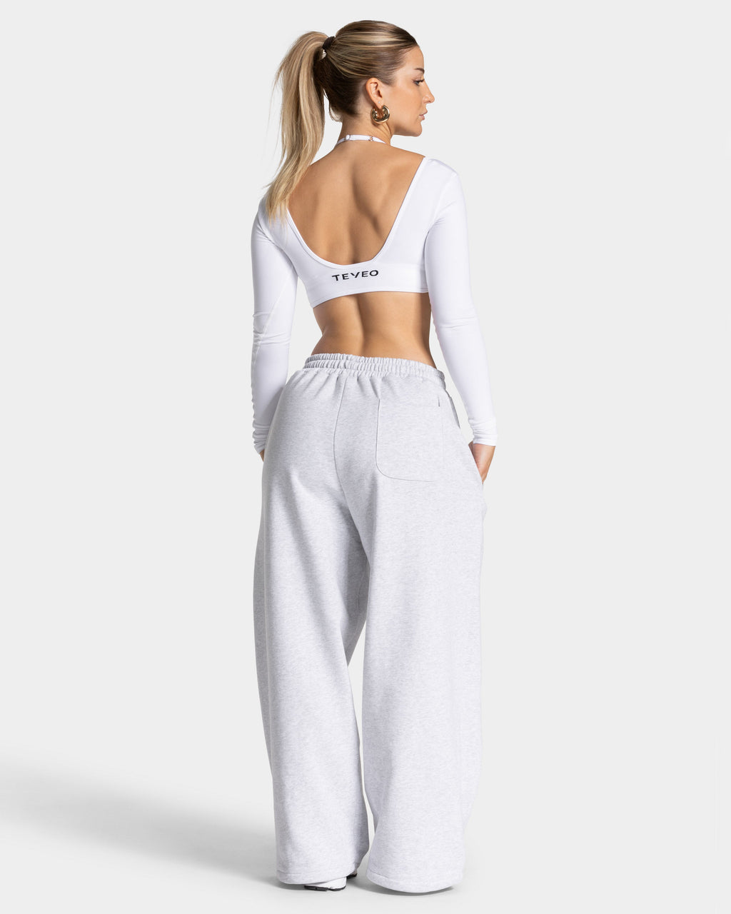 Contrastline Wide Leg Jogger "Weiß Meliert"