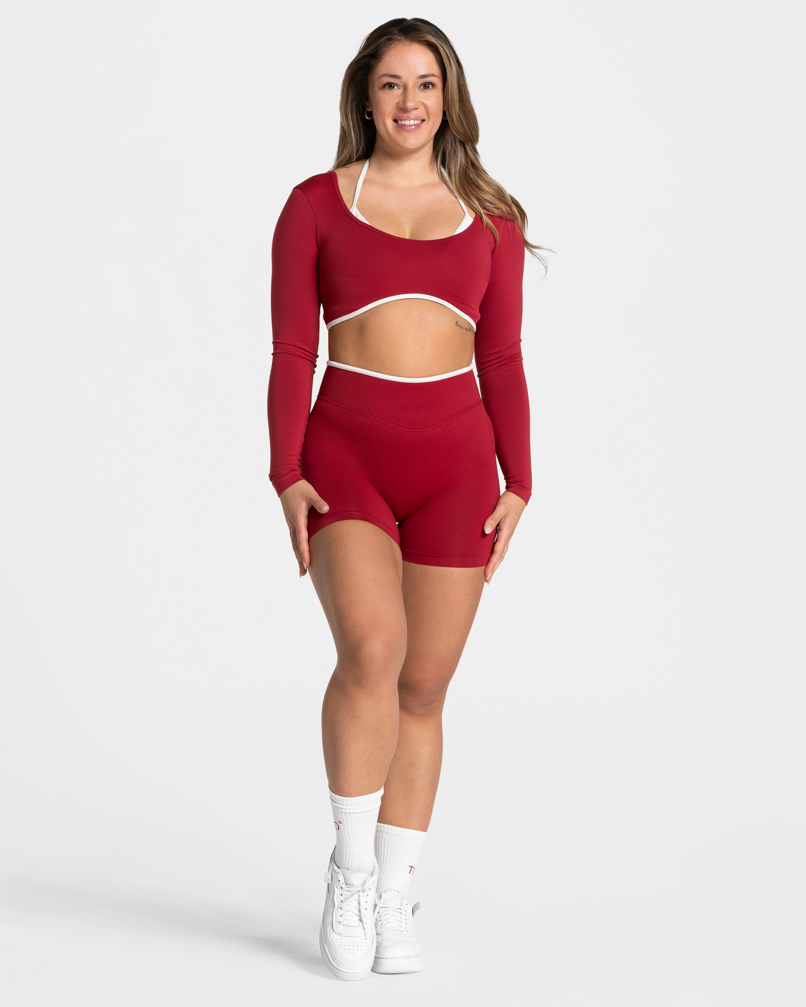 Contrastline Sculpt Scrunch Shorts  "Cherry"