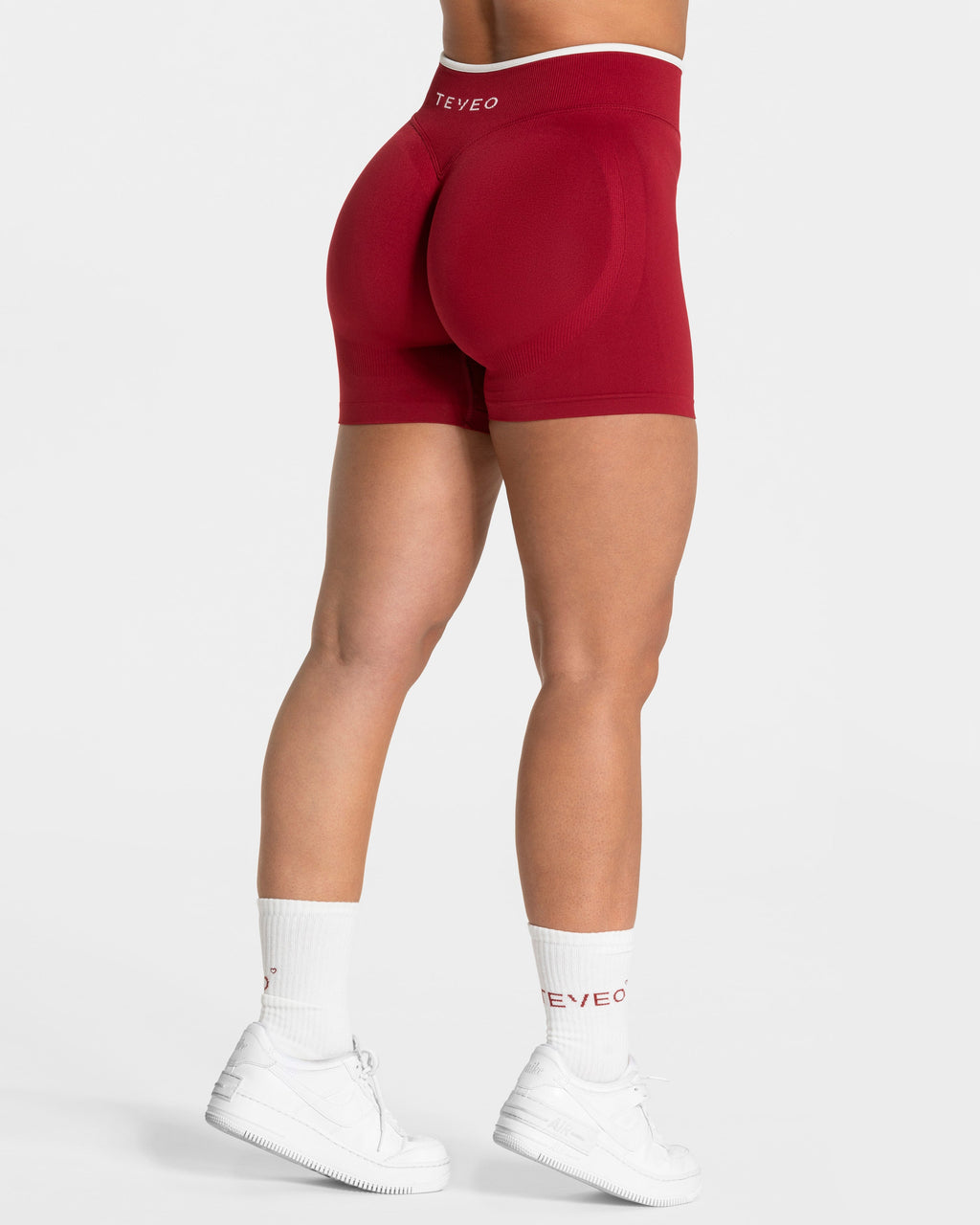 Contrastline Sculpt Scrunch Shorts  "Cherry"