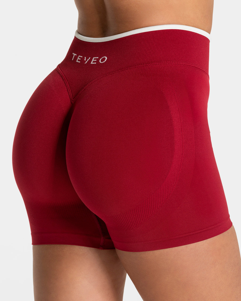 Contrastline Sculpt Scrunch Shorts  "Cherry"