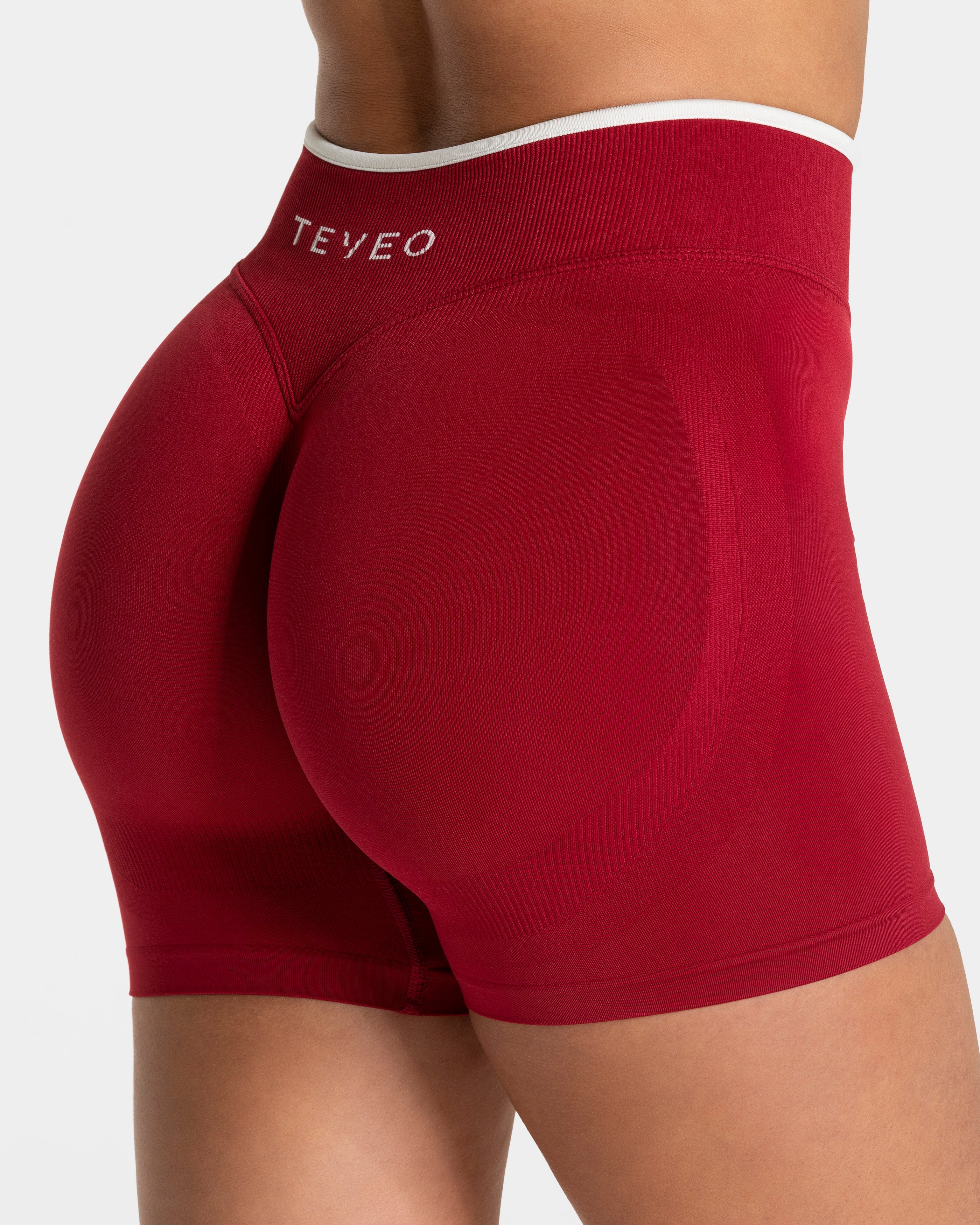 Contrastline Sculpt Scrunch Shorts  "Cherry"