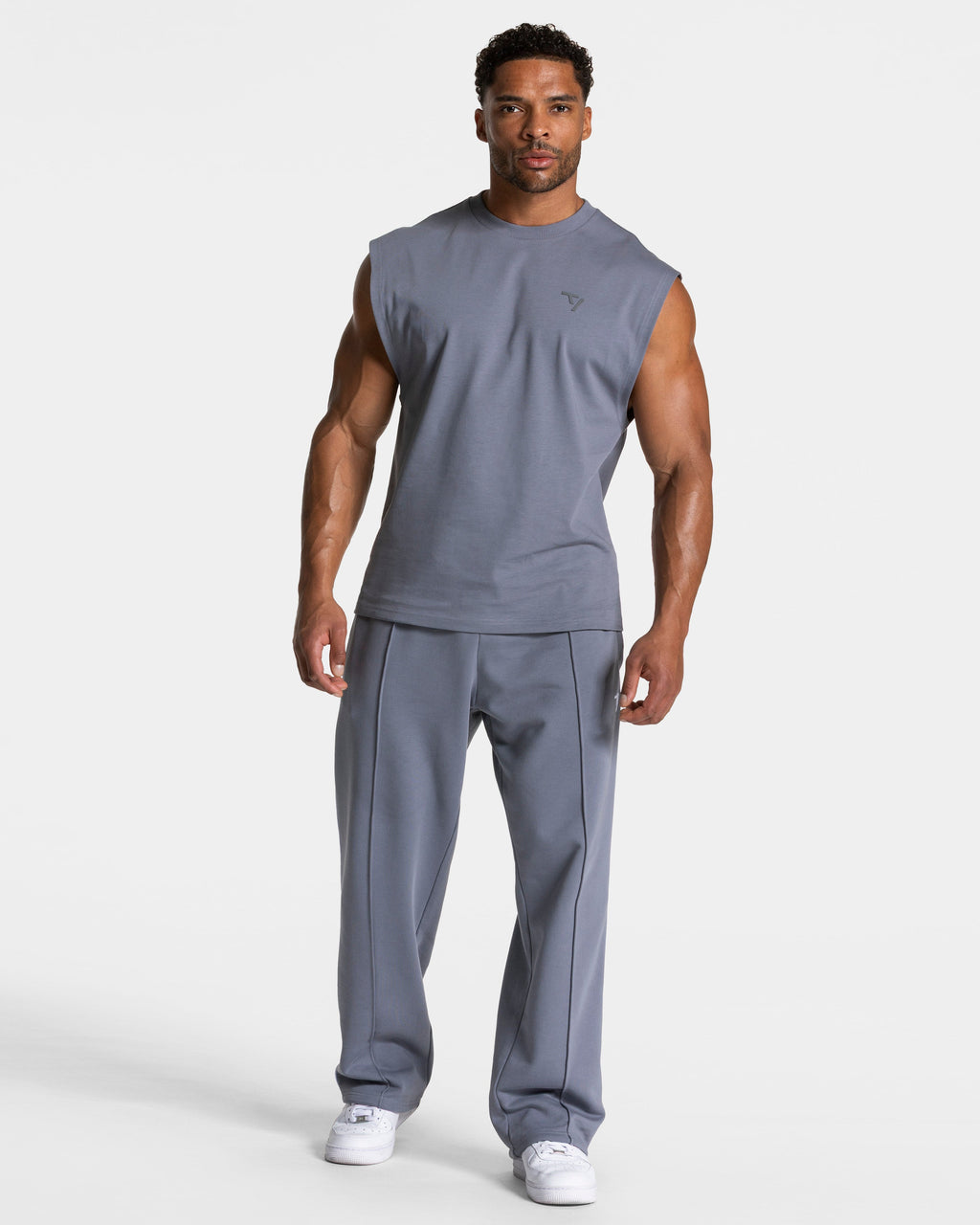 Contrastline Straight Leg Jogger "Eisgrau - Weiß"