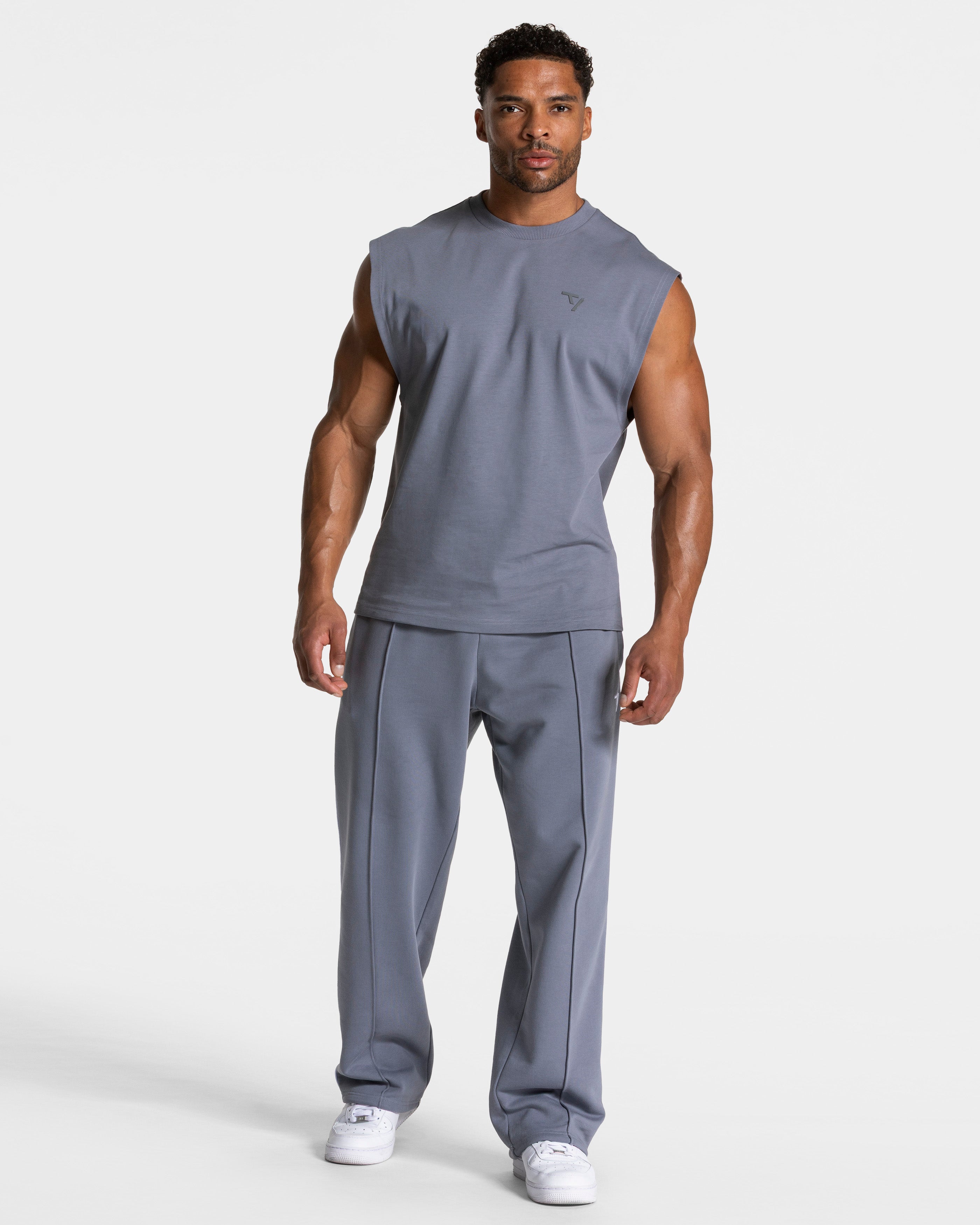 Contrastline Straight Leg Jogger "Eisgrau - Weiß"