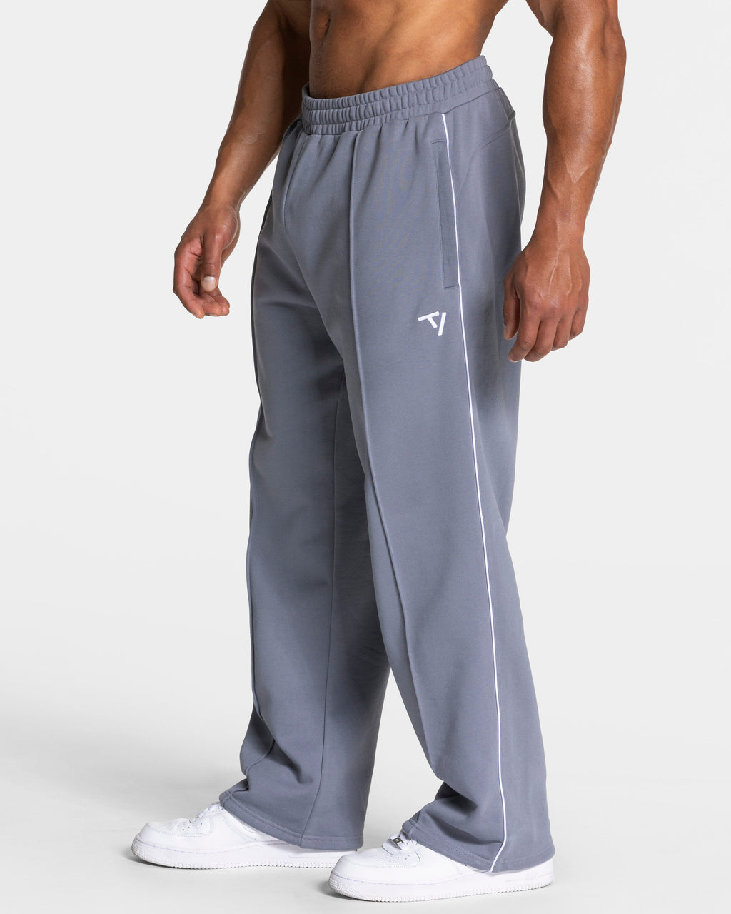 Contrastline Straight Leg Jogger "Eisgrau - Weiß"
