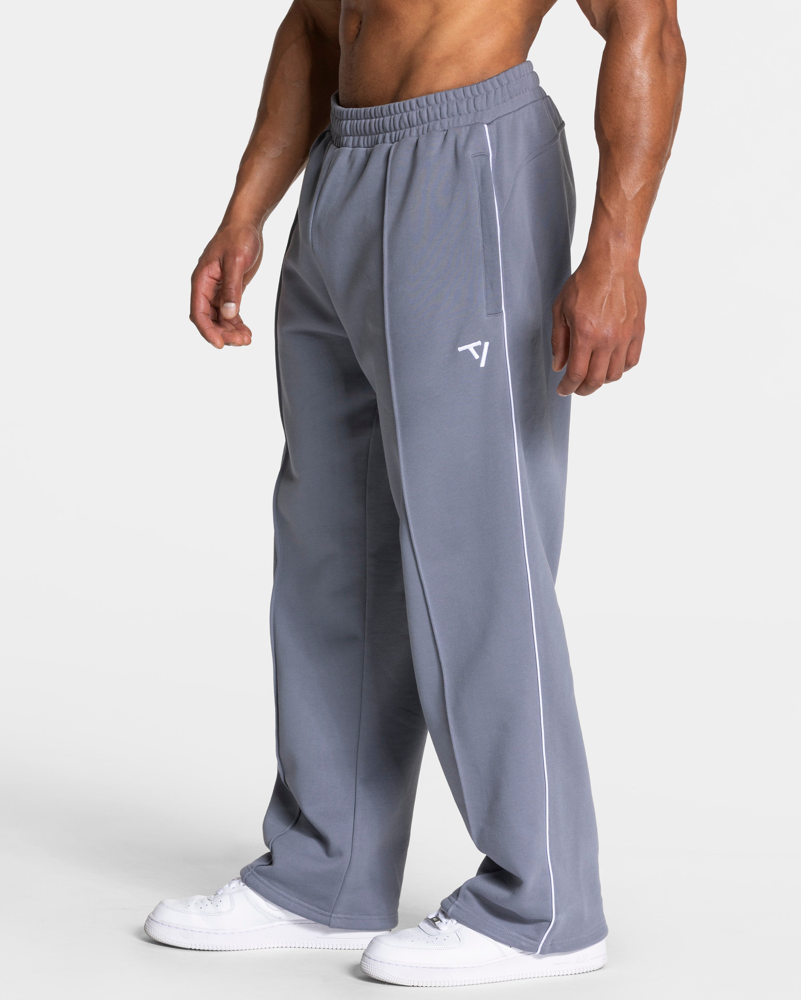 Contrastline Straight Leg Jogger "Eisgrau - Weiß"